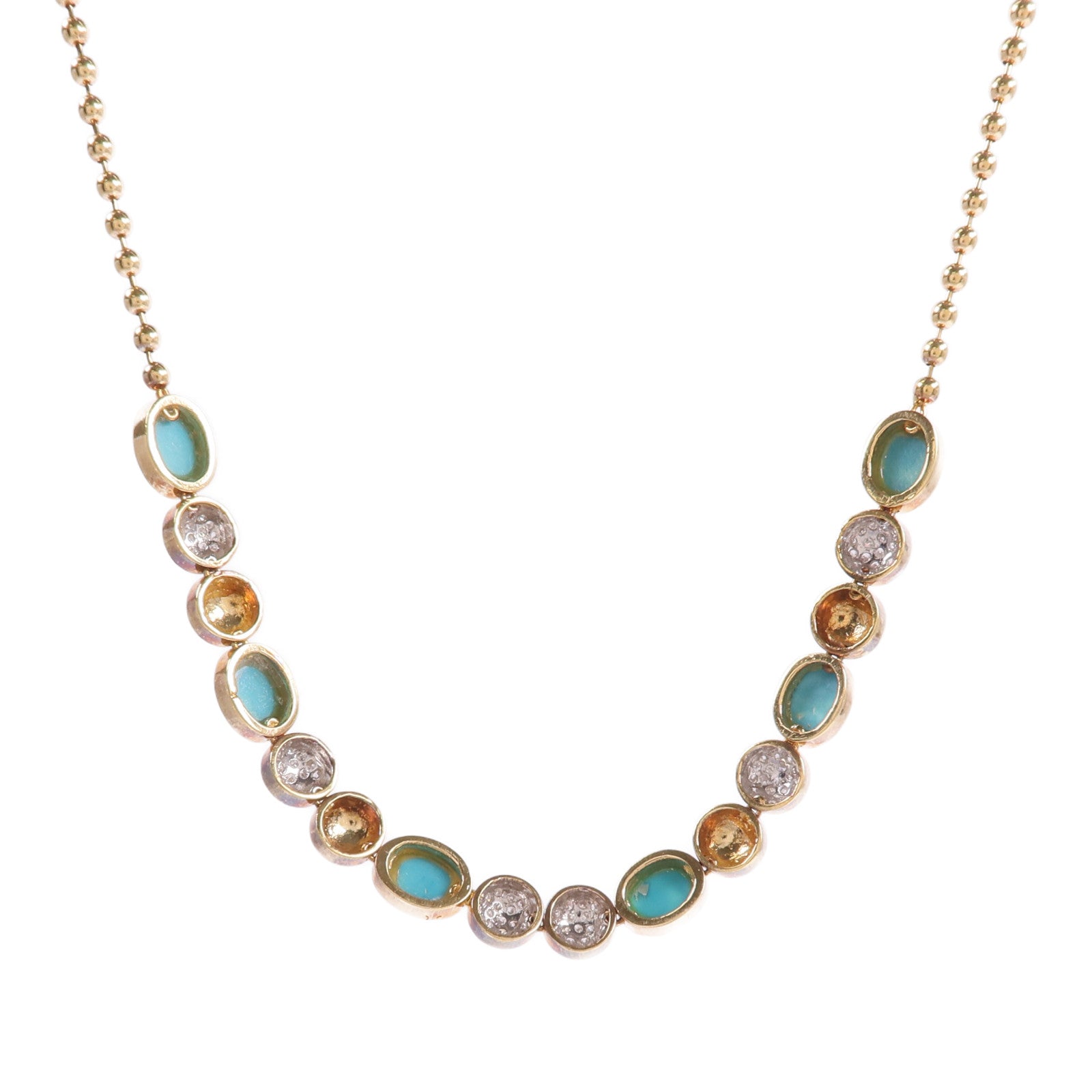 JEWELRY 18K黃金/白金Turquoise Diamond Necklace綠松石/鑽石項鍊