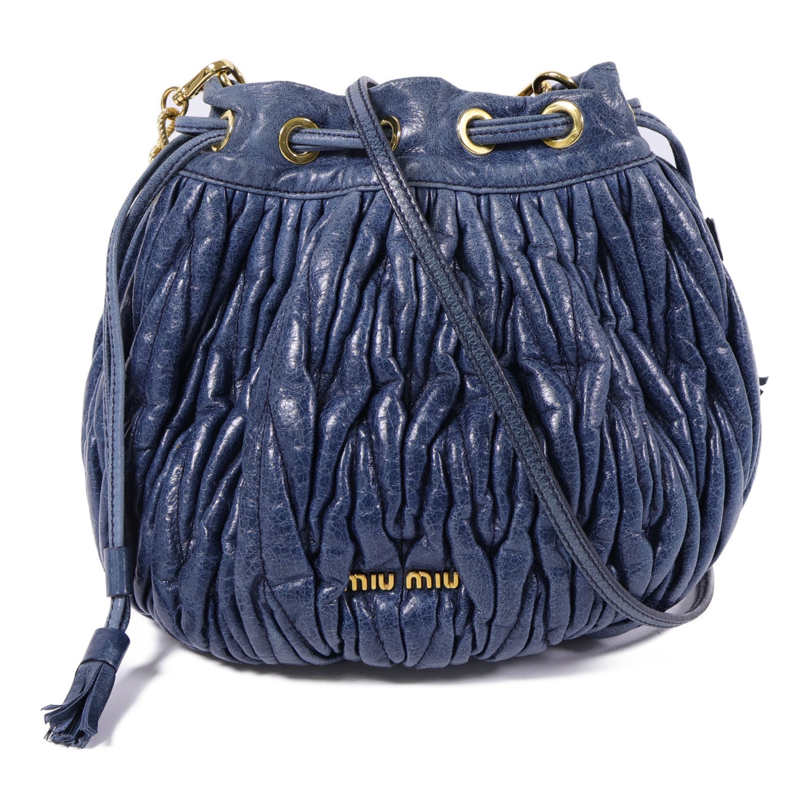 Miu Miu 牛皮皮革Chain Shoulder金扣鏈帶肩背袋