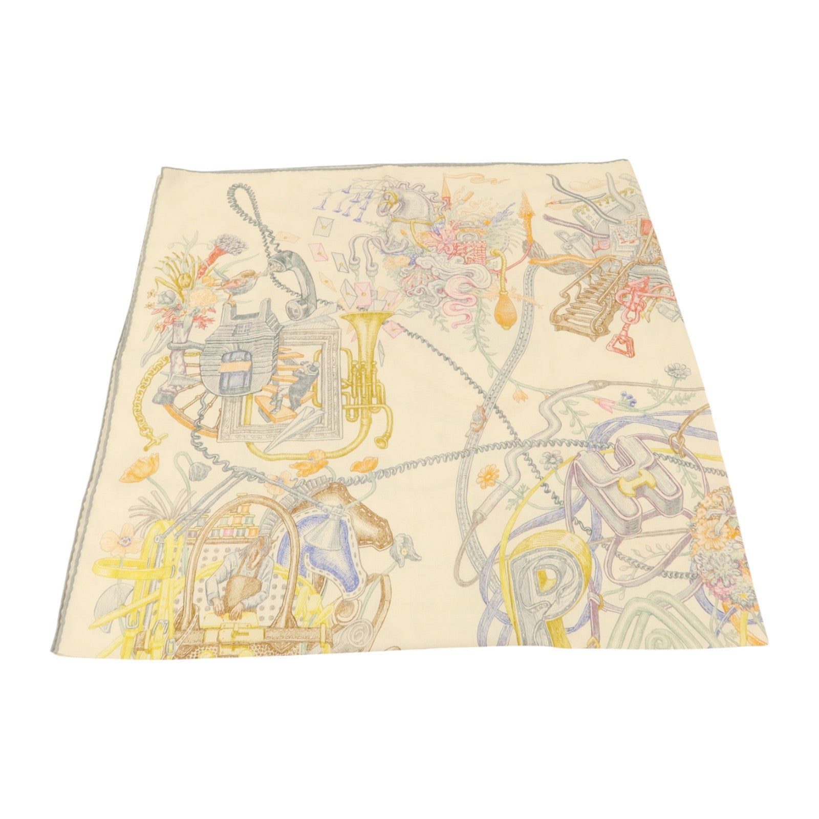 HERMES 羊絨/絲質Scarf 140X140絲巾