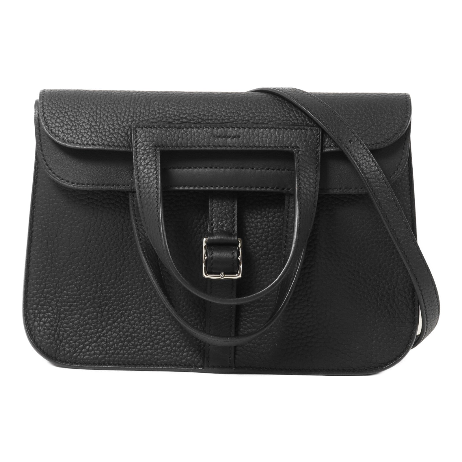 HERMES Clemence皮革Halzan 25手挽肩背兩用袋Noir