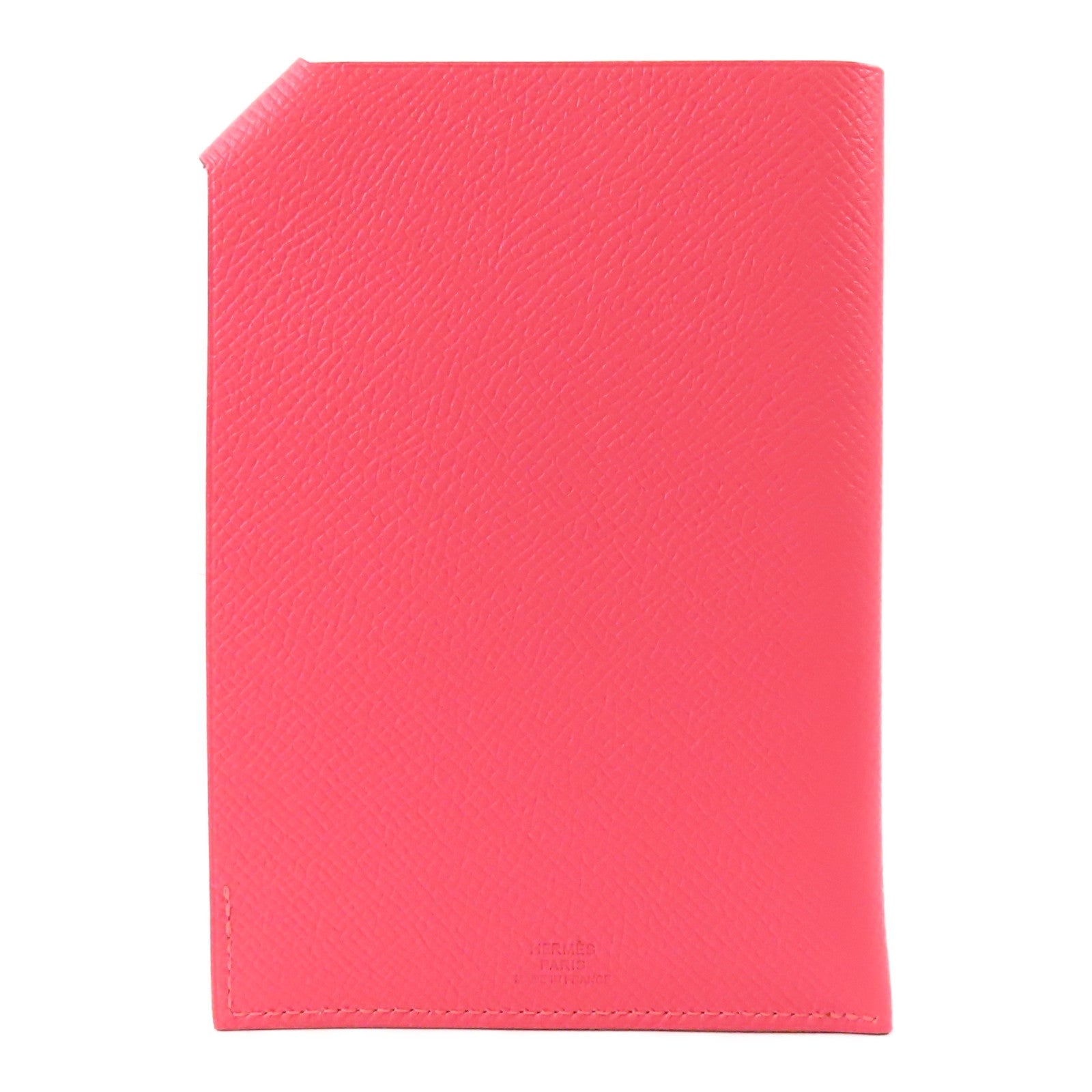 HERMES Epsom皮革Passport Case銀扣護照套Rose Azalee