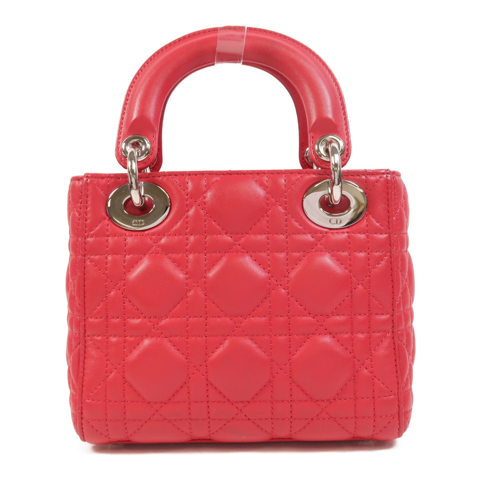 Dior 羊皮皮革Lady Dior Mini銀扣手挽肩背兩用袋