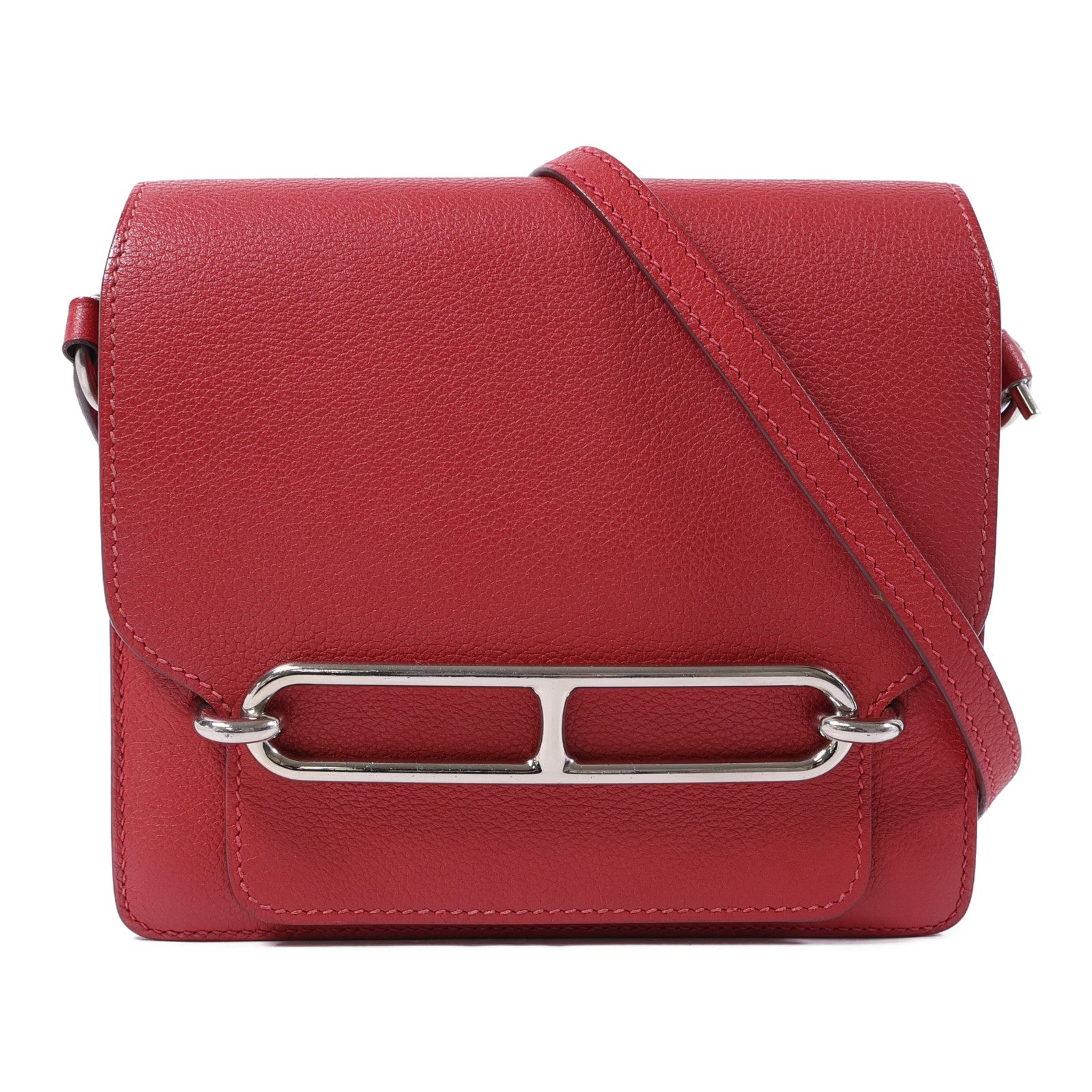 HERMES Evercolor皮革Mini Roulis銀扣肩背袋