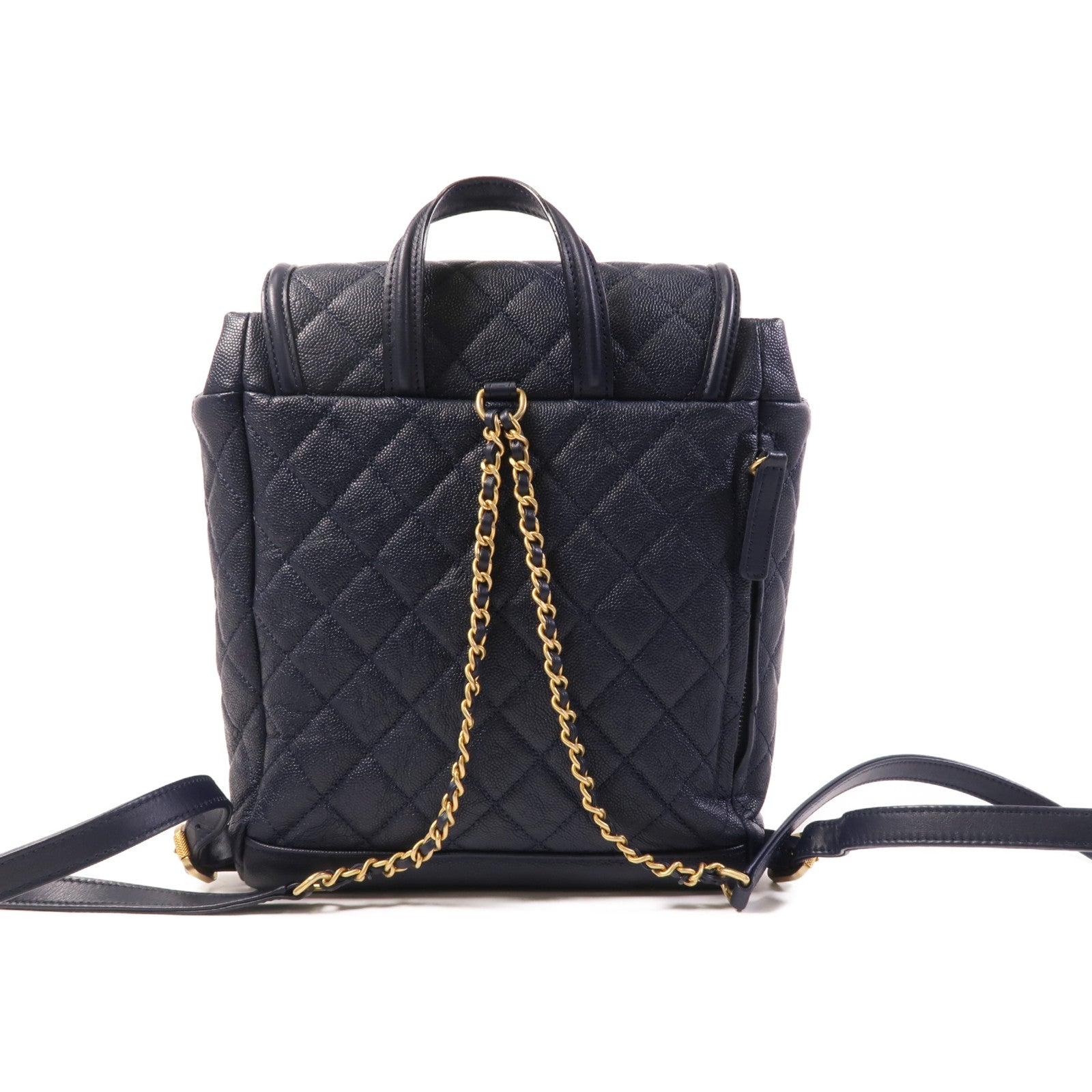 CHANEL 【激減優惠】牛皮皮革Filigree Backpack金扣鏈帶背包