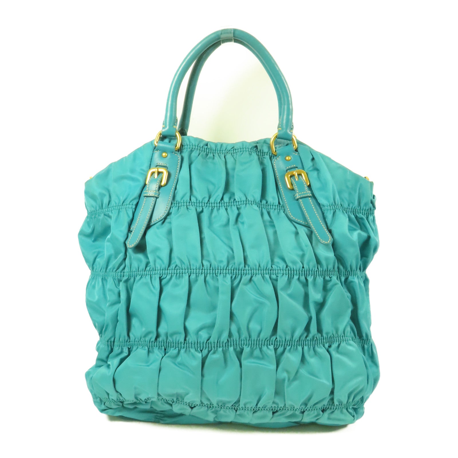 PRADA GHW Tessuto Gaufre 2 Way Shoulder Bag Hand Bag BN1611 Nylon Green