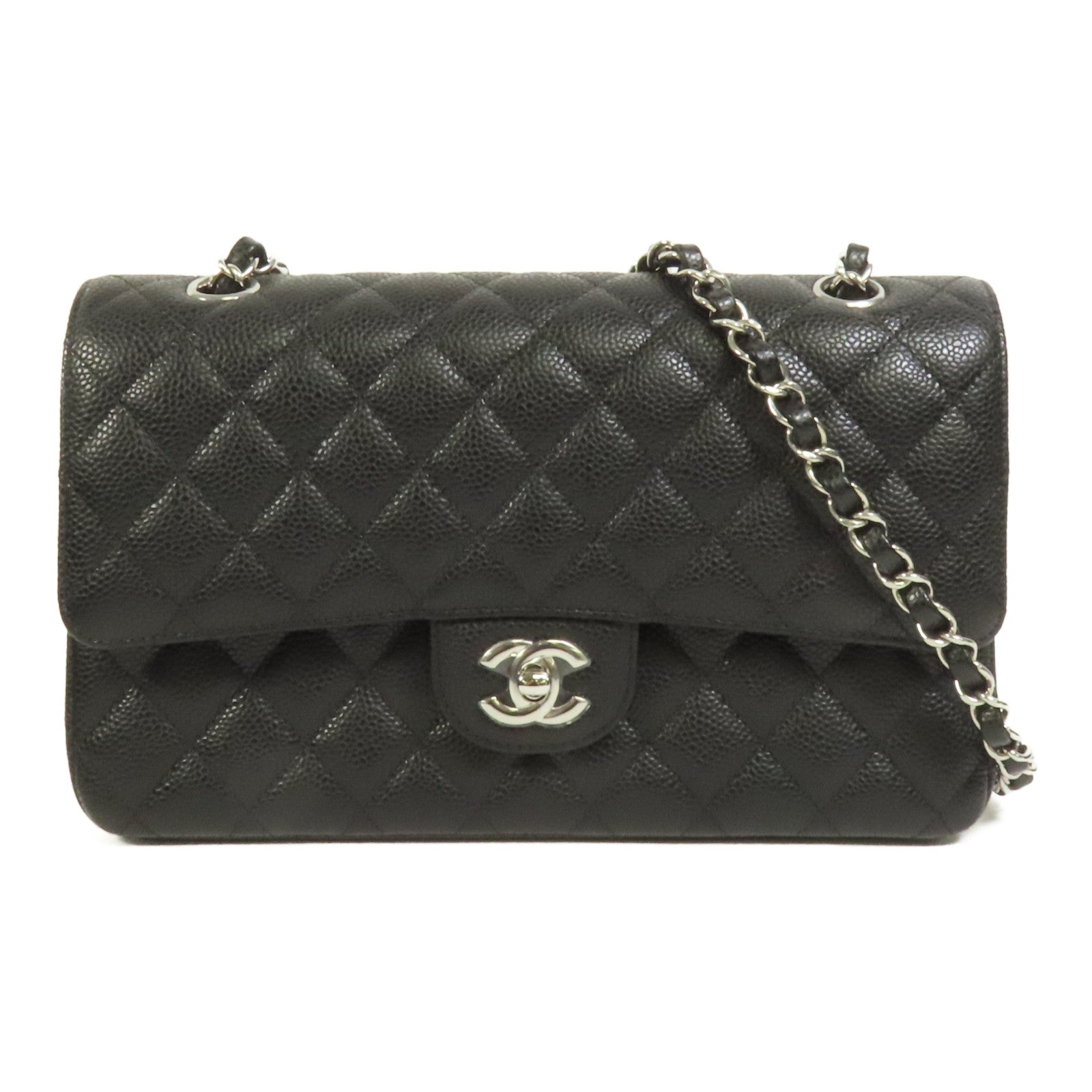 CHANEL 牛皮皮革Classic 25銀扣鏈帶肩背袋