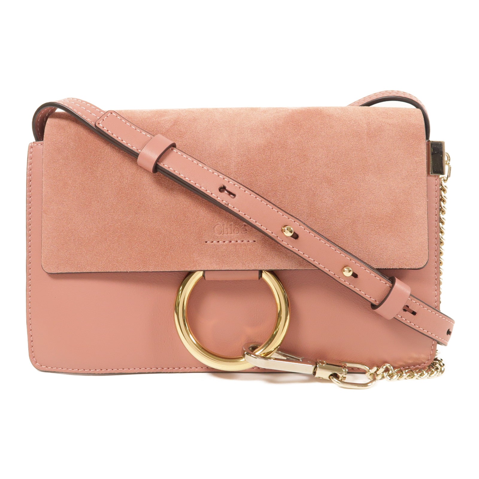 Chloe 牛皮皮革/麂皮皮革Faye肩背袋