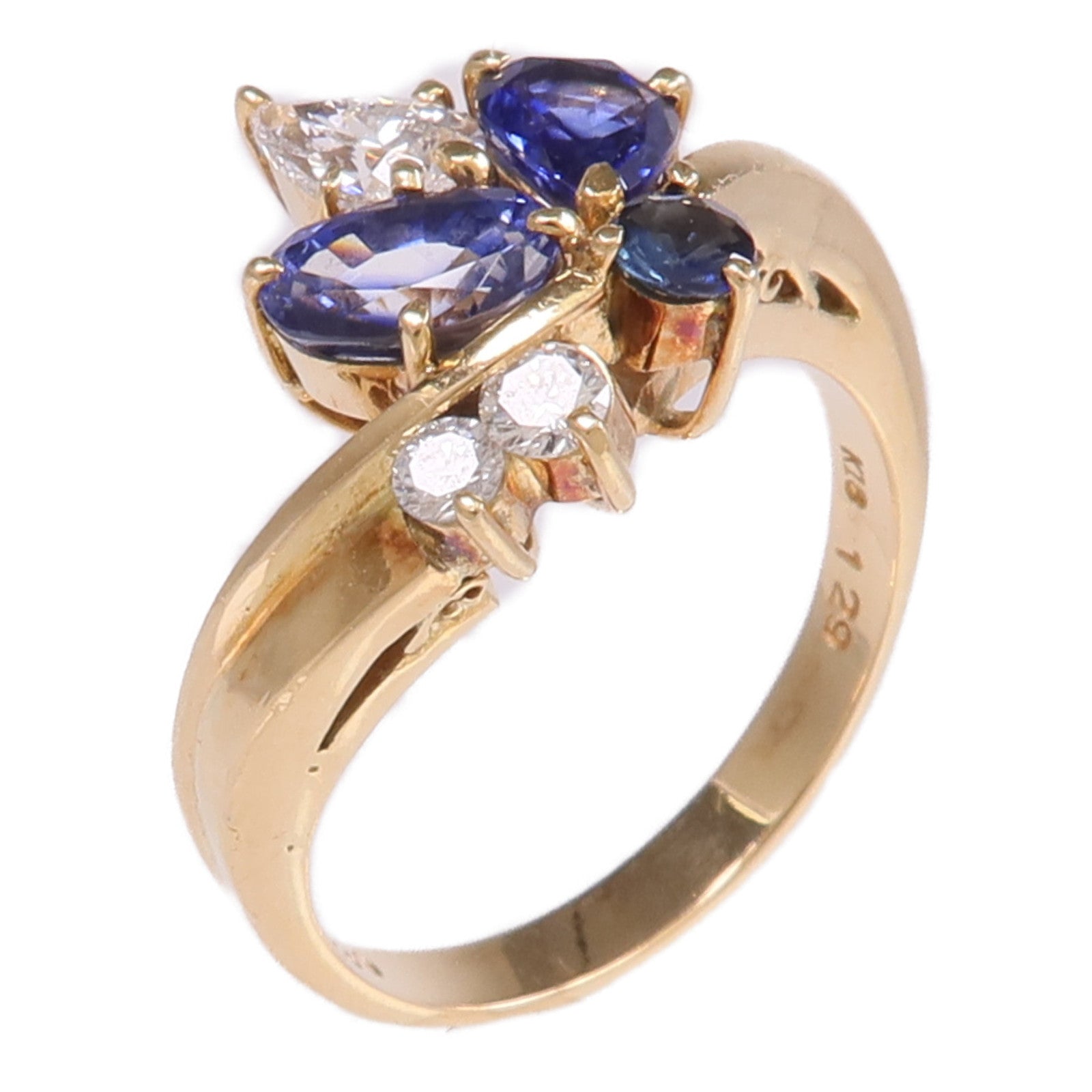 JEWELRY 18K黃金Sapphire Diamond Ring藍寶石/鑽石戒指US#6.25