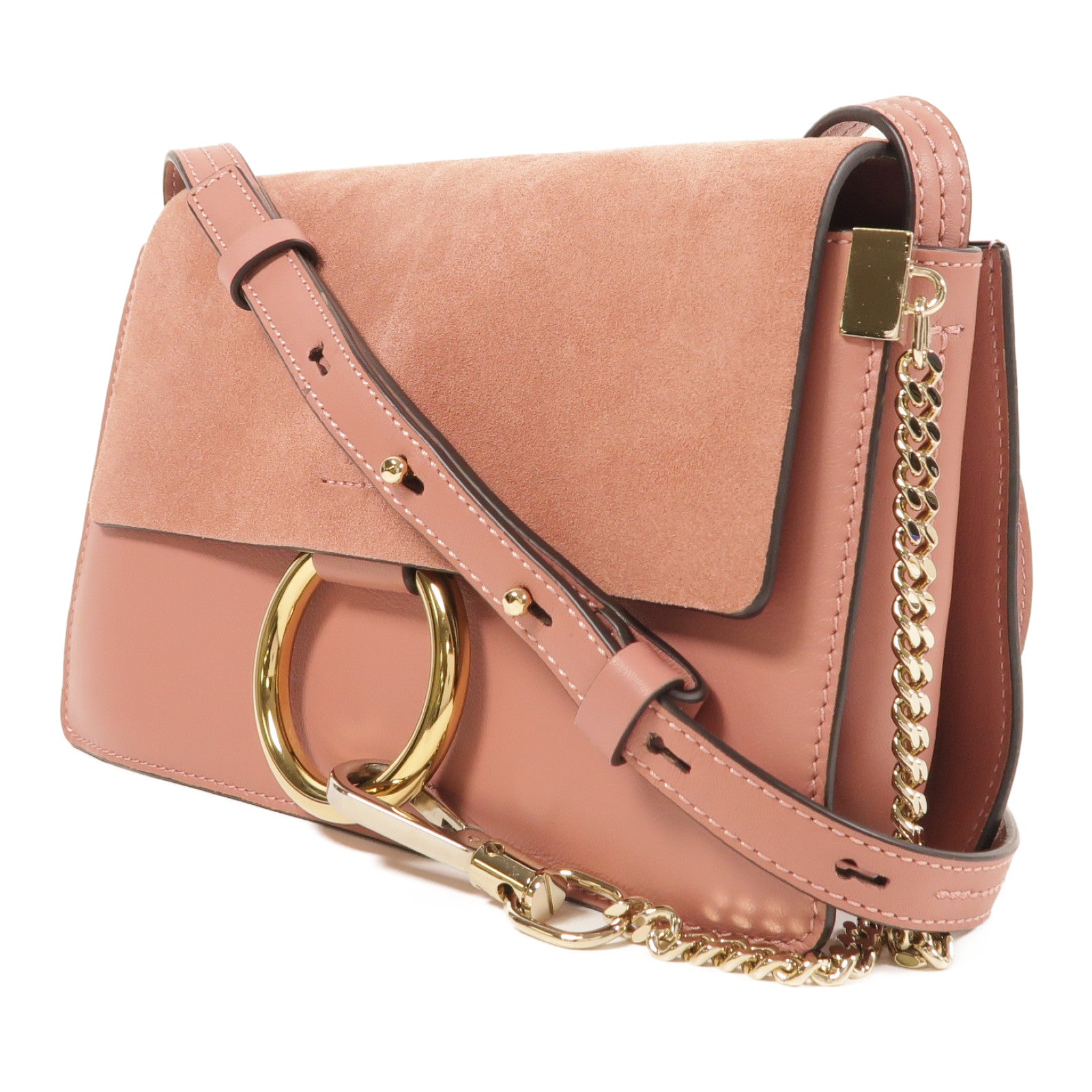 Chloe 牛皮皮革/麂皮皮革Faye肩背袋