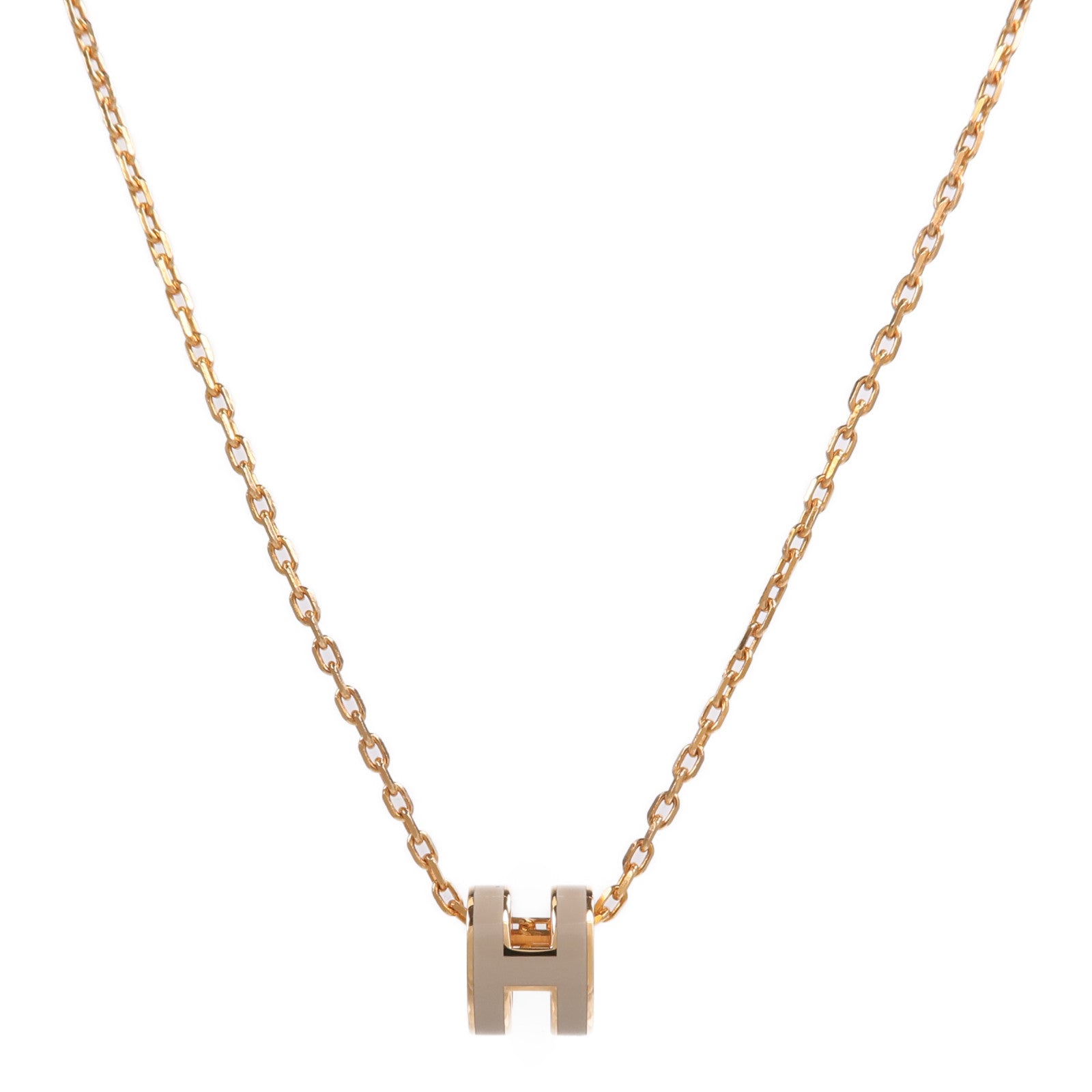 HERMES 金屬Mini Pop H Pendant項鍊Marron Glace