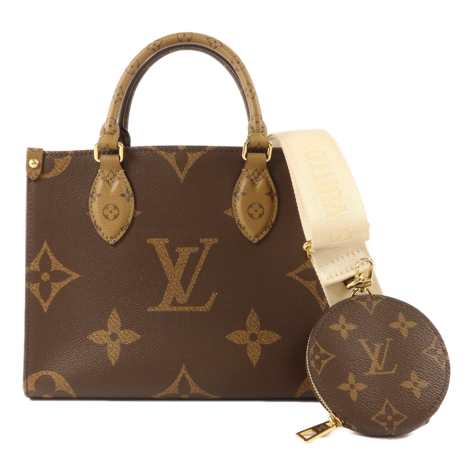 LOUIS VUITTON Monogram Giant OnTheGo PM金扣手挽肩背兩用袋棕色