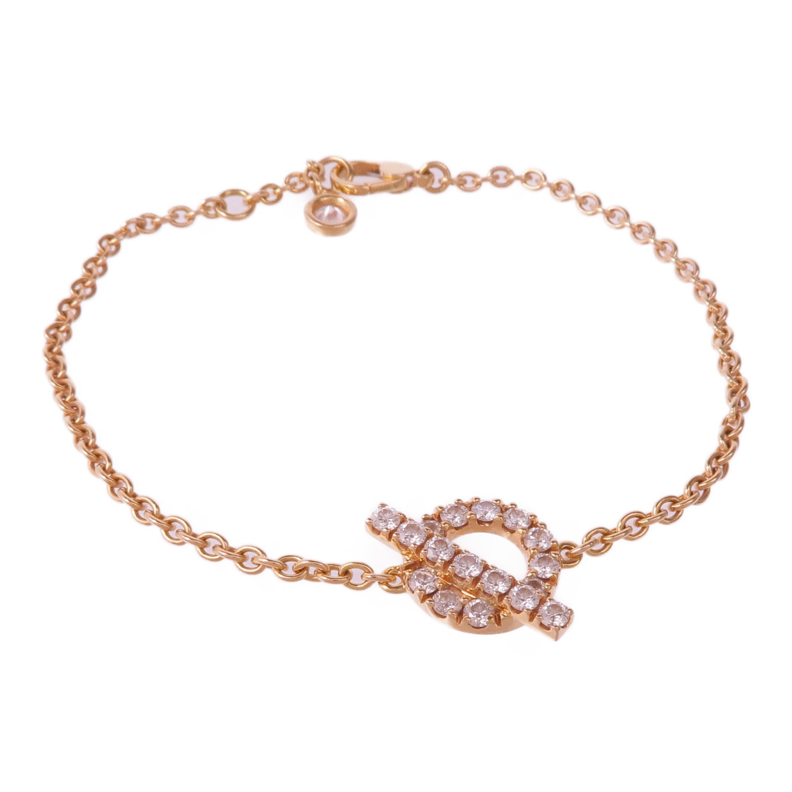 HERMES 18K玫瑰金Finesse Bracelet鑽石手鏈