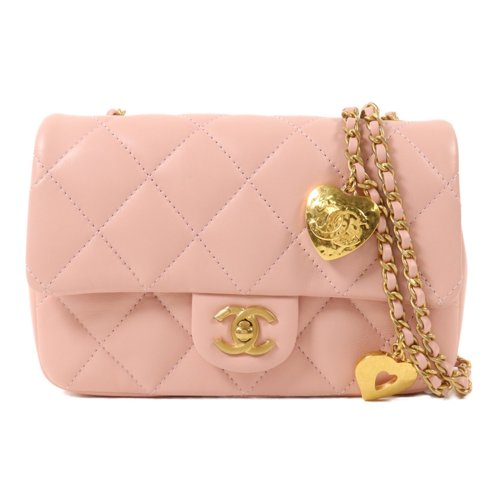 CHANEL 羊皮皮革Mini Rectangular Flap Bag With Heart鏈帶肩背袋