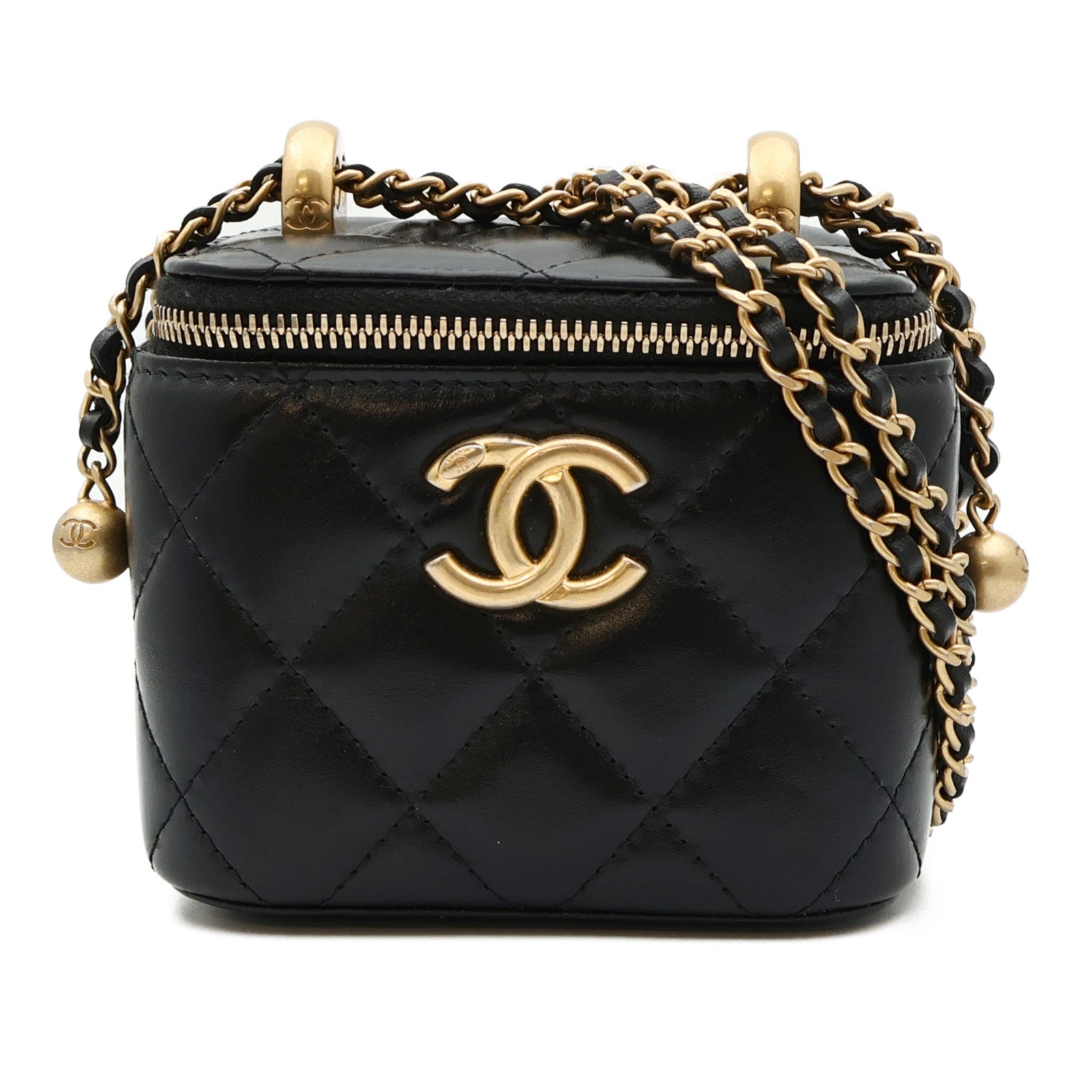 CHANEL 羊皮皮革Mini Vanity Case金扣鏈帶肩背袋