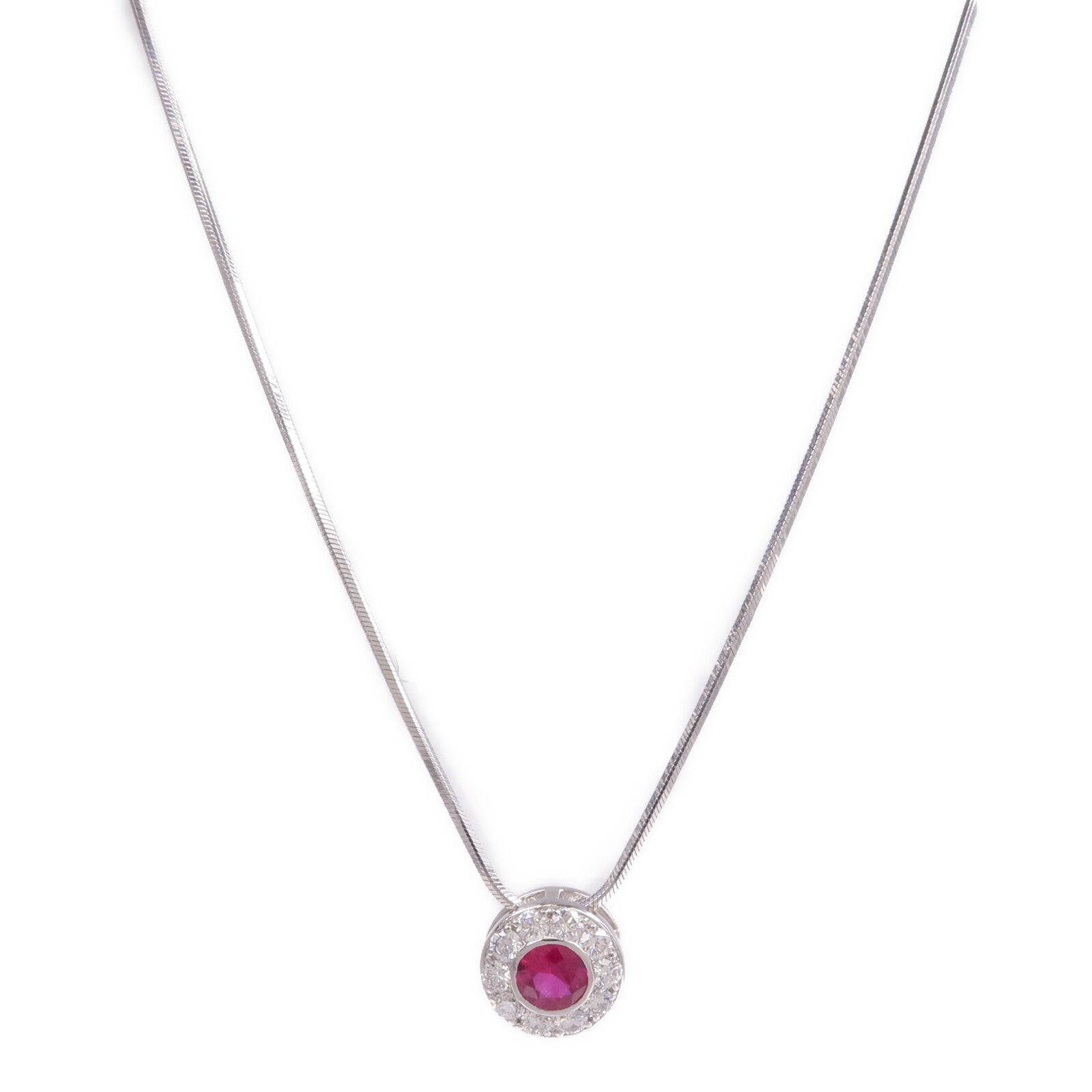 JEWELRY 18K白金Ruby Diamond Necklace紅寶石/鑽石項鍊