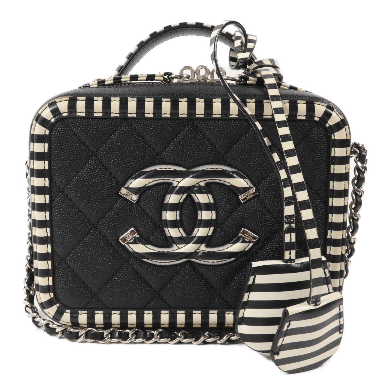 CHANEL 牛皮皮革Vanity Case鏈帶手挽肩背兩用袋