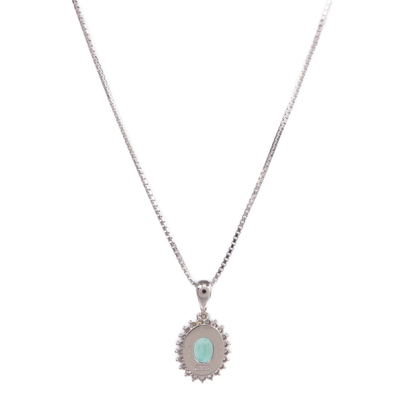 JEWELRY PT900/PT850鉑金Emerald Diamond Necklace綠寶石/鑽石項鍊