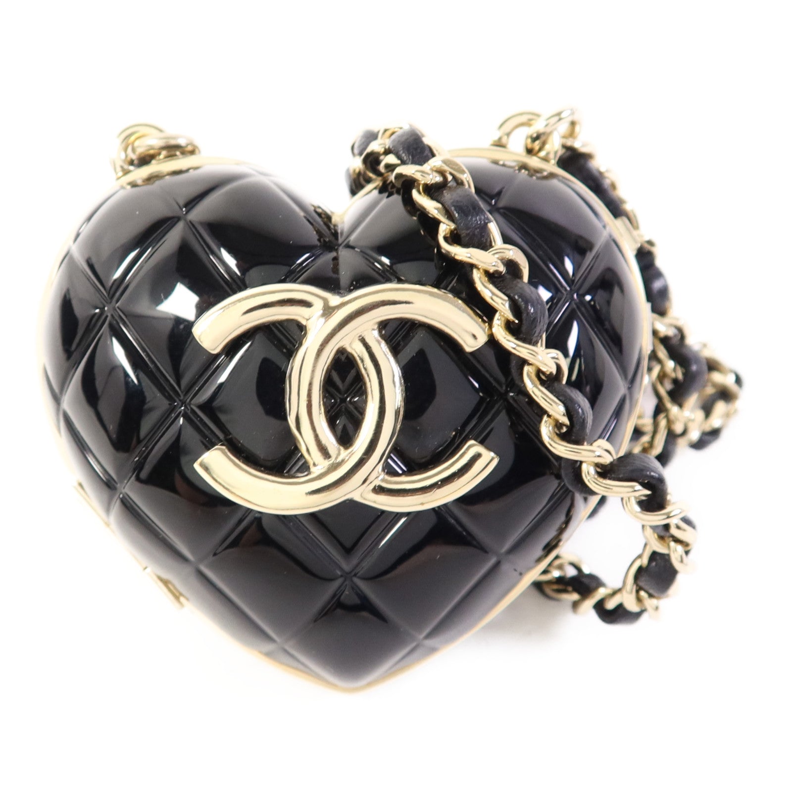 CHANEL PVC/金屬/皮革Heart Charm With Chain金扣掛飾