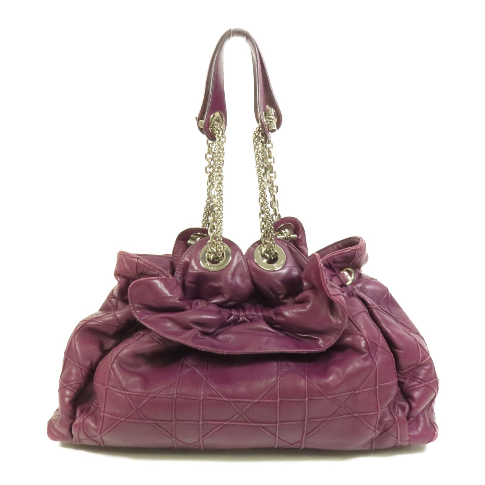 Dior 牛皮皮革Cannage銀扣肩背袋