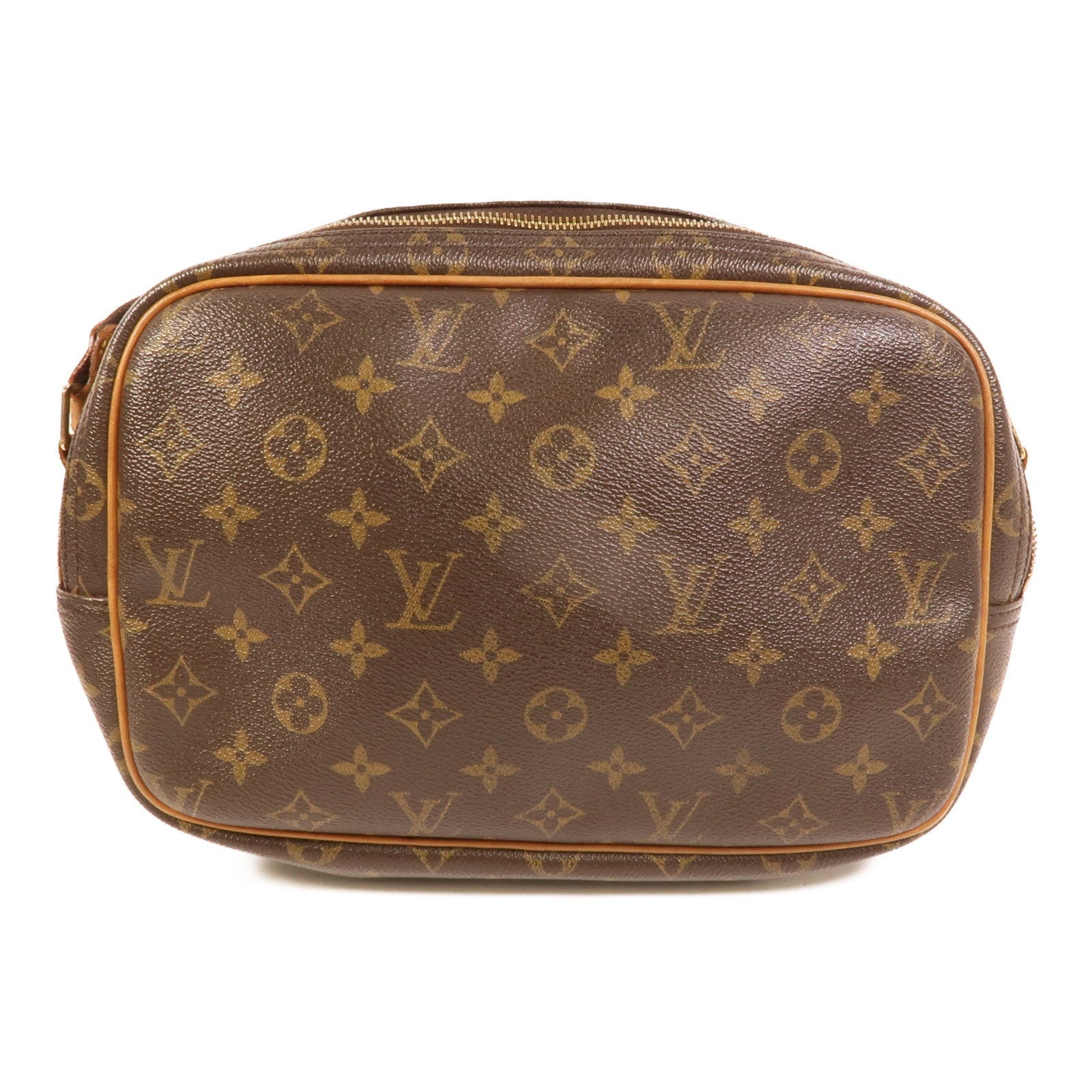 LOUIS VUITTON Monogram Reporter PM金扣肩背袋棕色