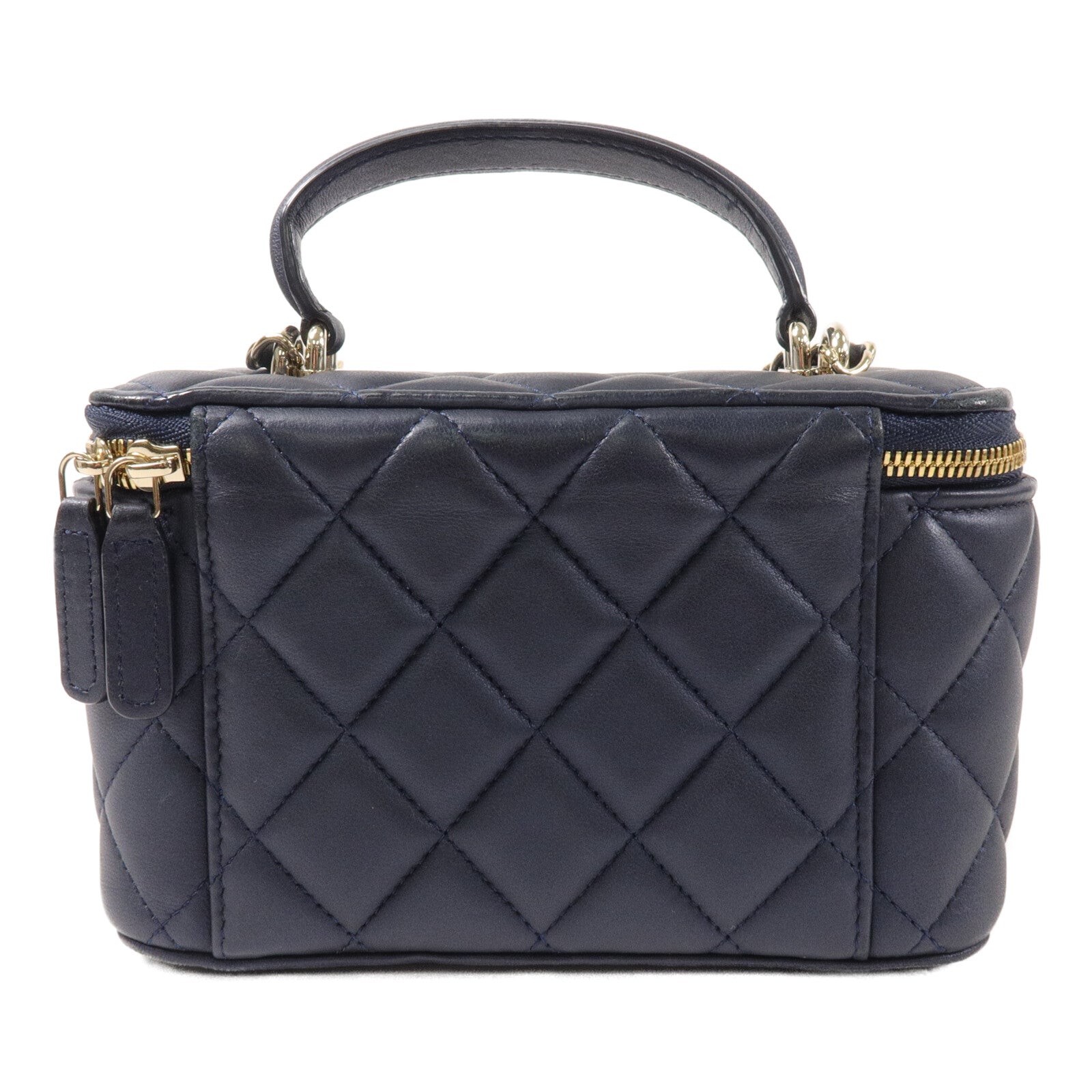 CHANEL 羊皮皮革Vanity Case鏈帶手挽肩背兩用袋