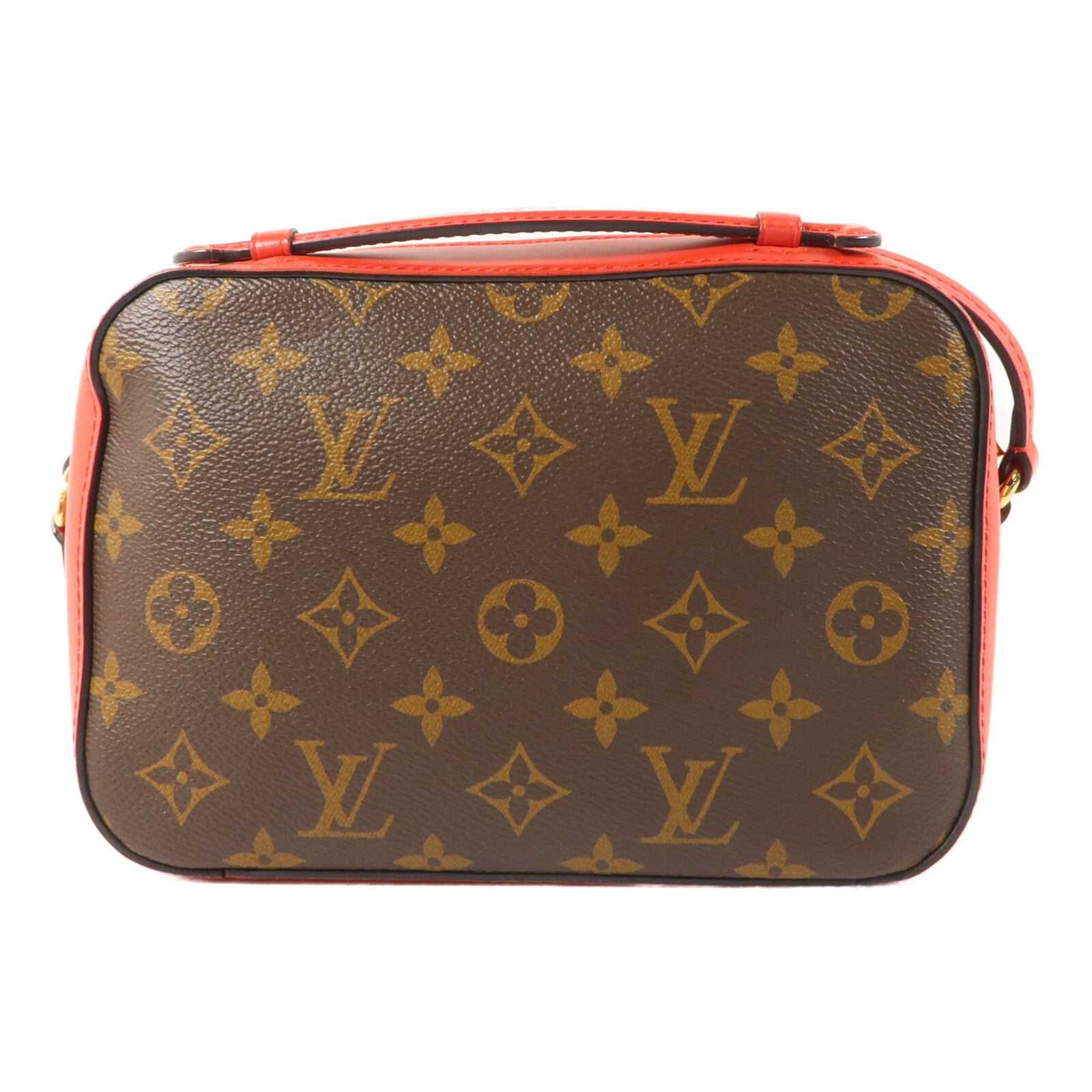 LOUIS VUITTON Monogram Saintonge金扣手挽肩背兩用袋棕色/紅色