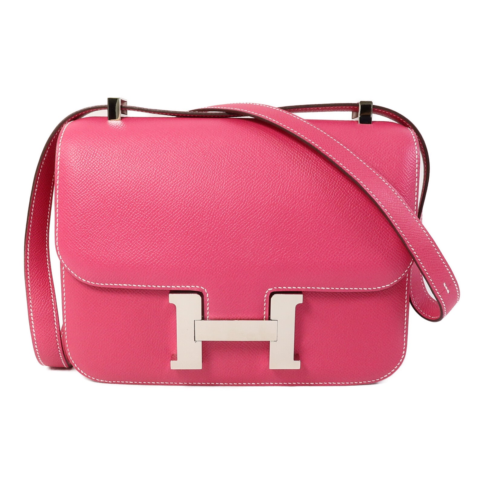 HERMES Epsom皮革Constance 24肩背袋Rose Tyrien
