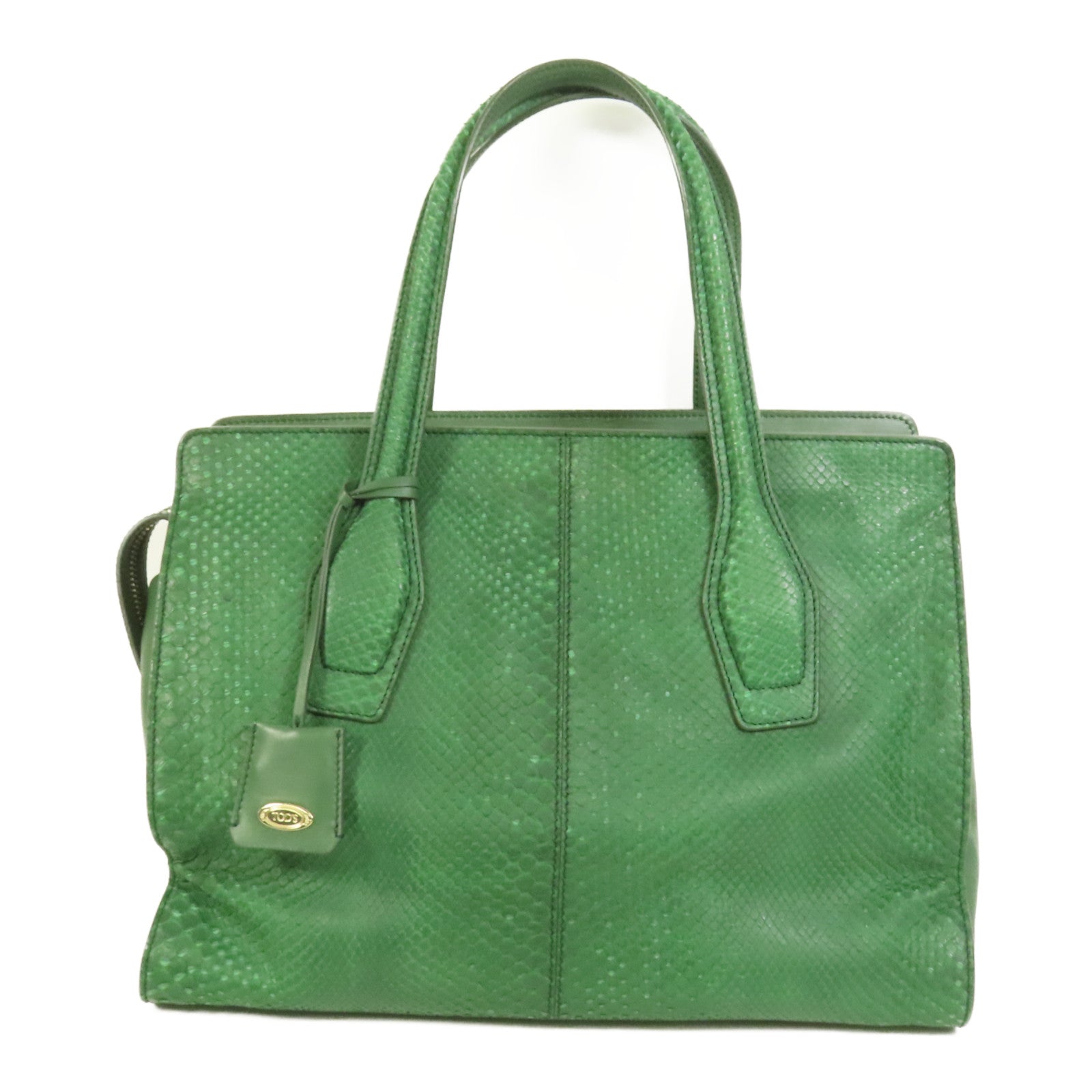 TOD'S 牛皮皮革/蛇皮皮革Tote Bag金扣手挽袋