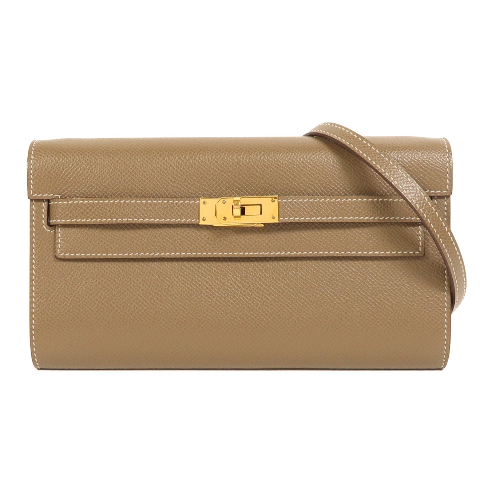 HERMES Epsom皮革Kelly To Go金扣肩背袋Etoupe