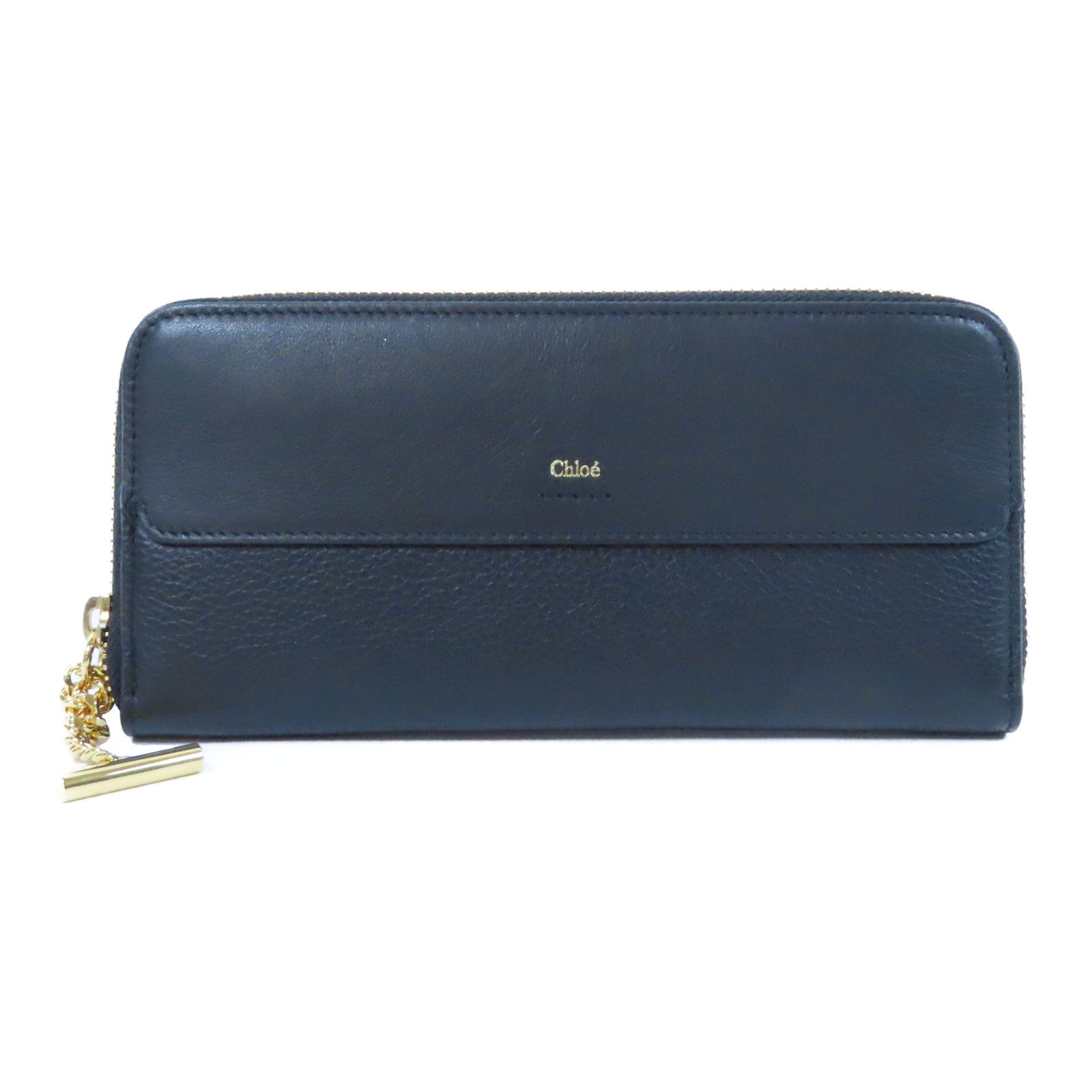 Chloe 【激減優惠】牛皮皮革Zipper Long Wallet金扣長錢包黑色