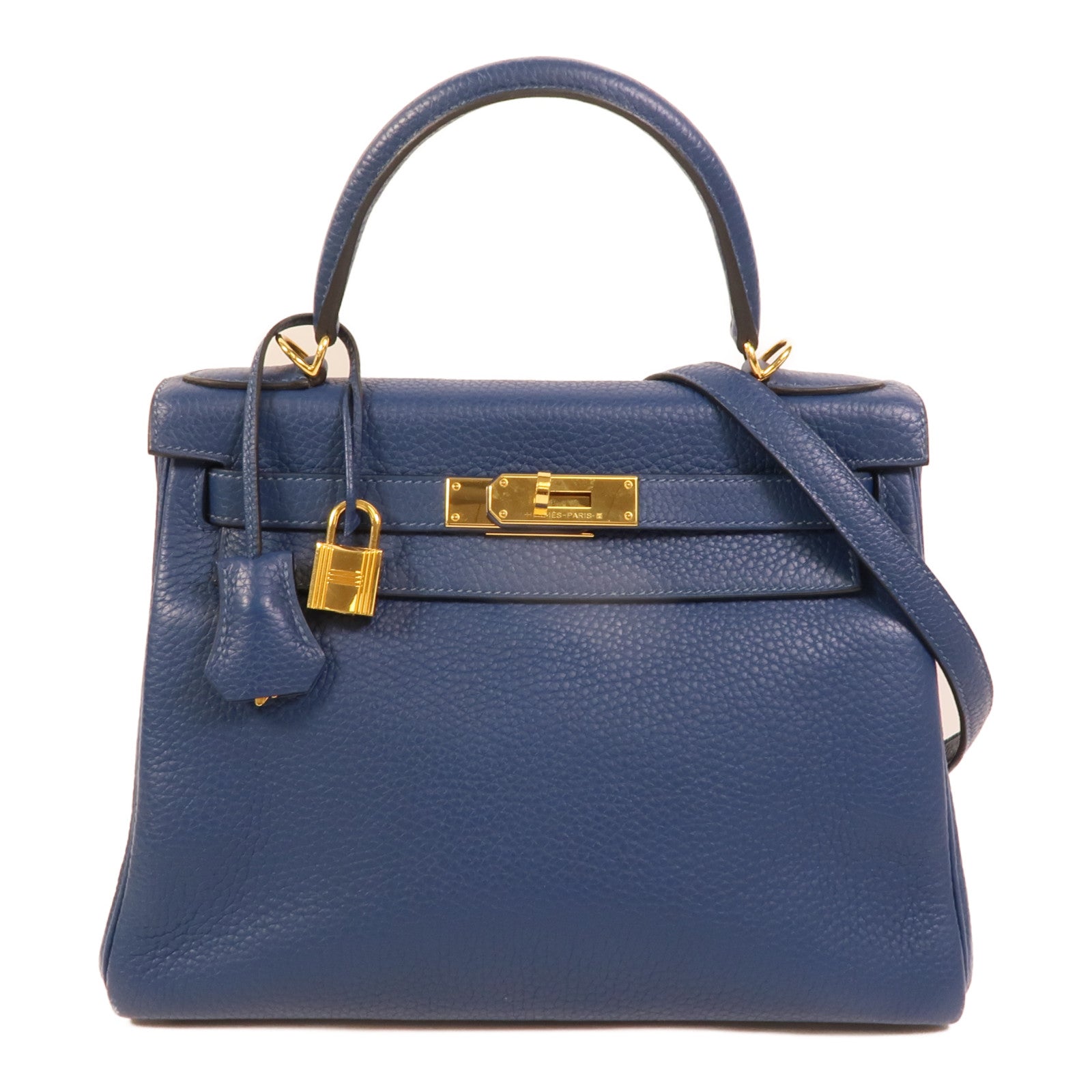 HERMES Togo皮革Kelly 28手挽肩背兩用袋Blue Brighton