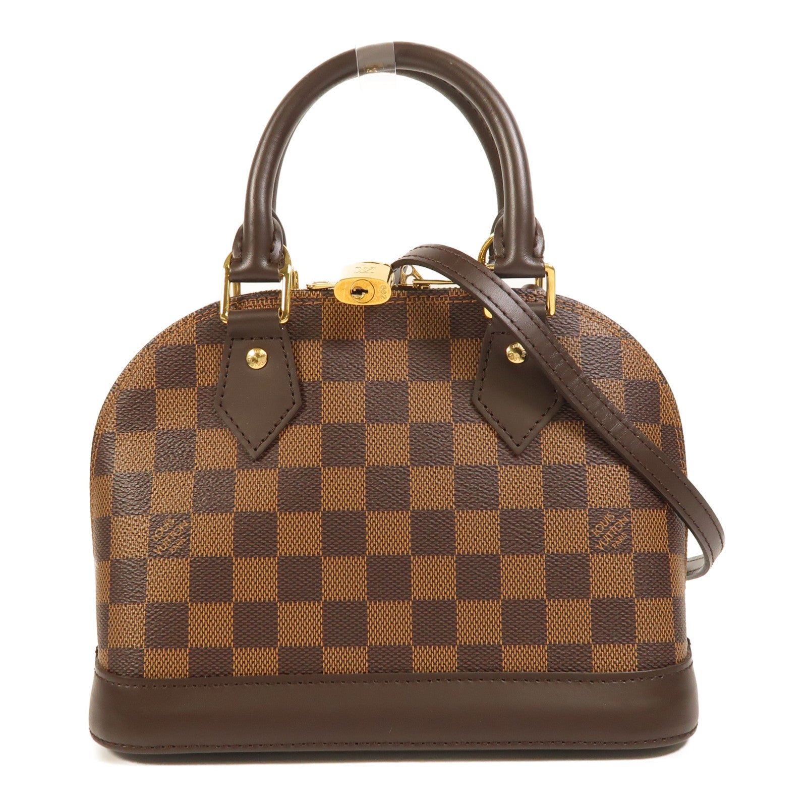 LOUIS VUITTON Damier Alma BB金扣手挽肩背兩用袋棕色