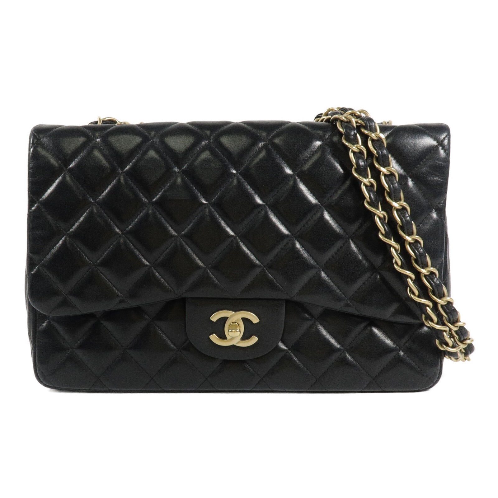 CHANEL 羊皮皮革Large Classic鏈帶肩背袋