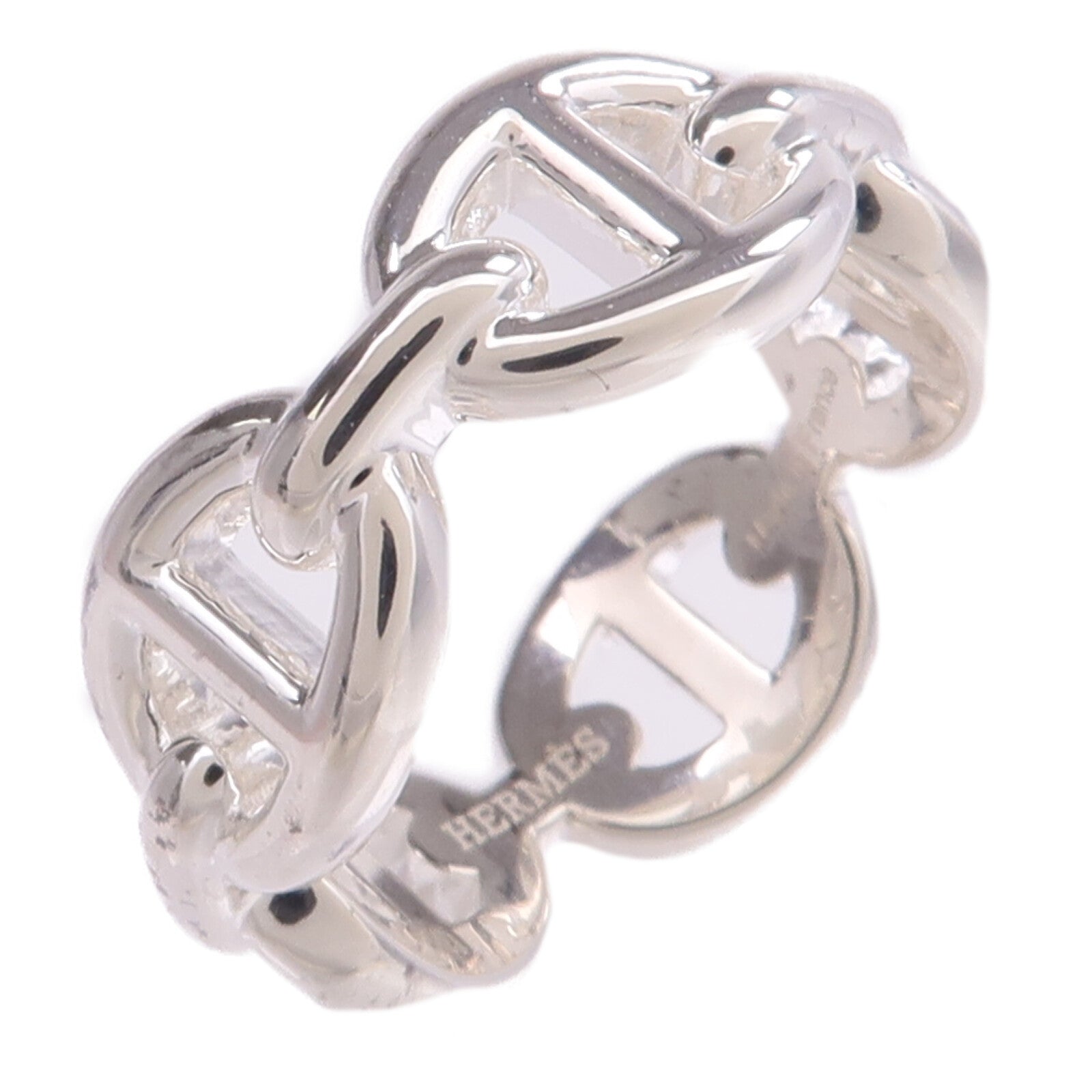 HERMES 925純銀Chaine d'ancre Enchainee Ring戒指Hermes#48/US#4.5