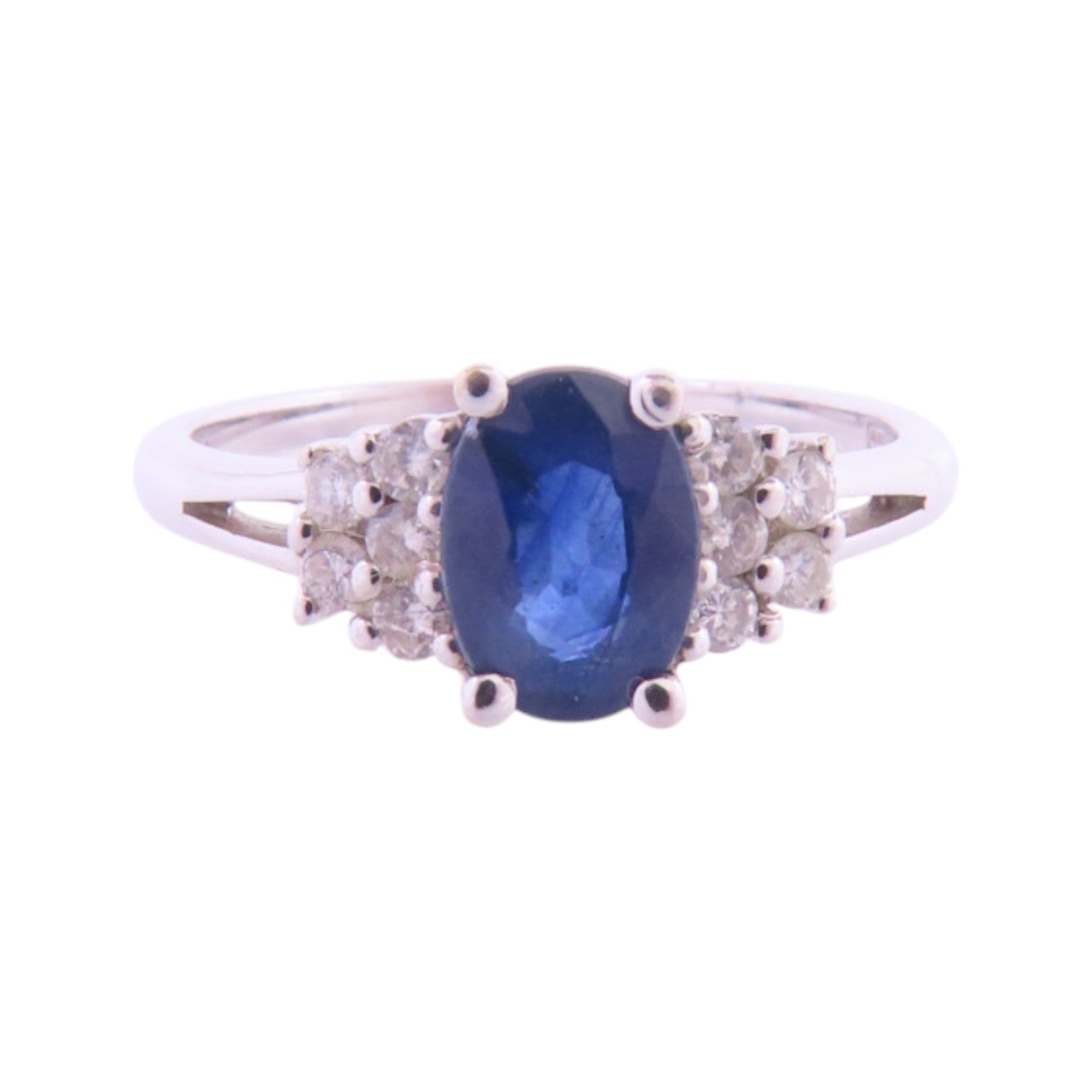 JEWELRY Sapphire Diamond Ring 18K White Gold US#6.25