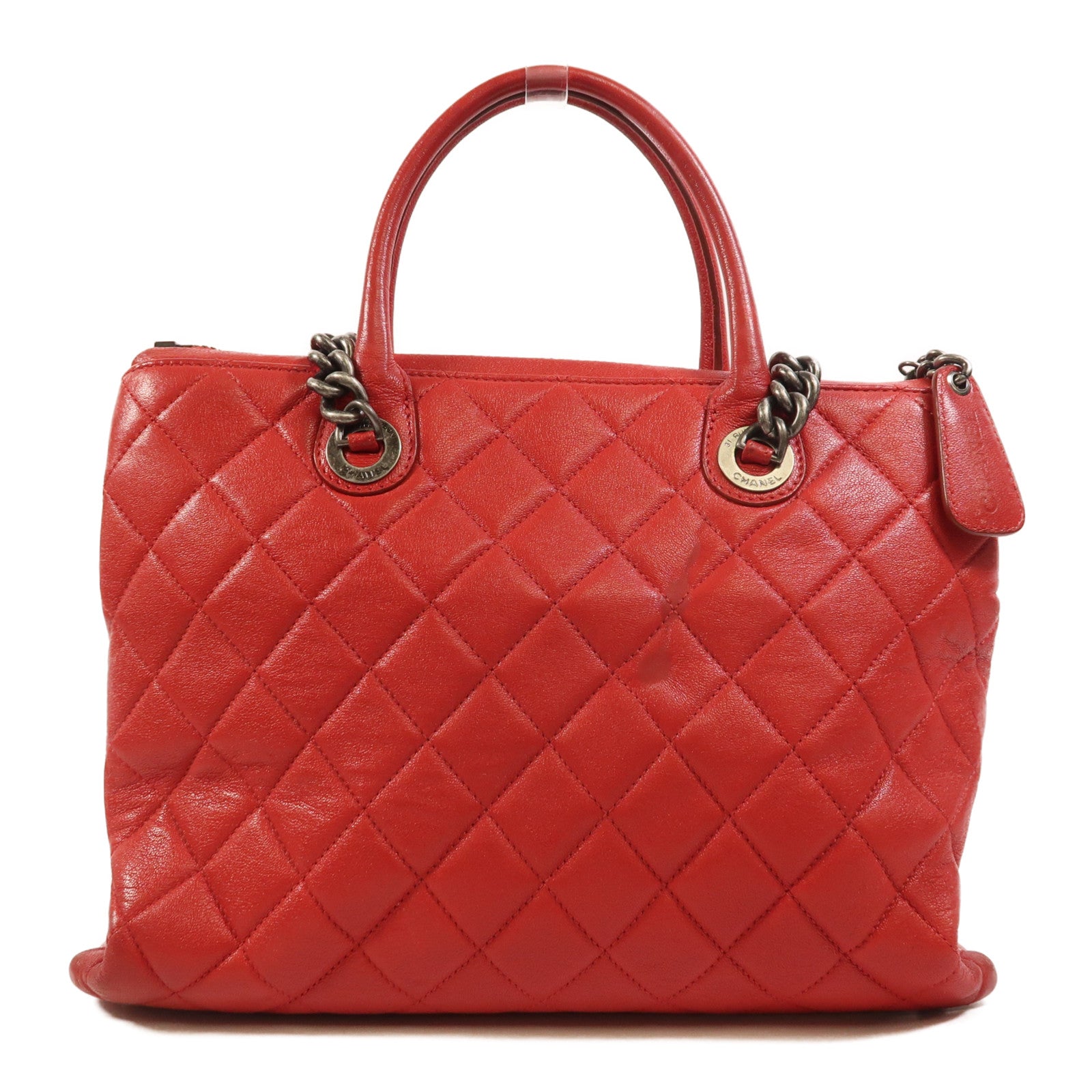CHANEL 【激減優惠】牛皮皮革2 Way Shoulder銀扣鏈帶手挽肩背兩用袋