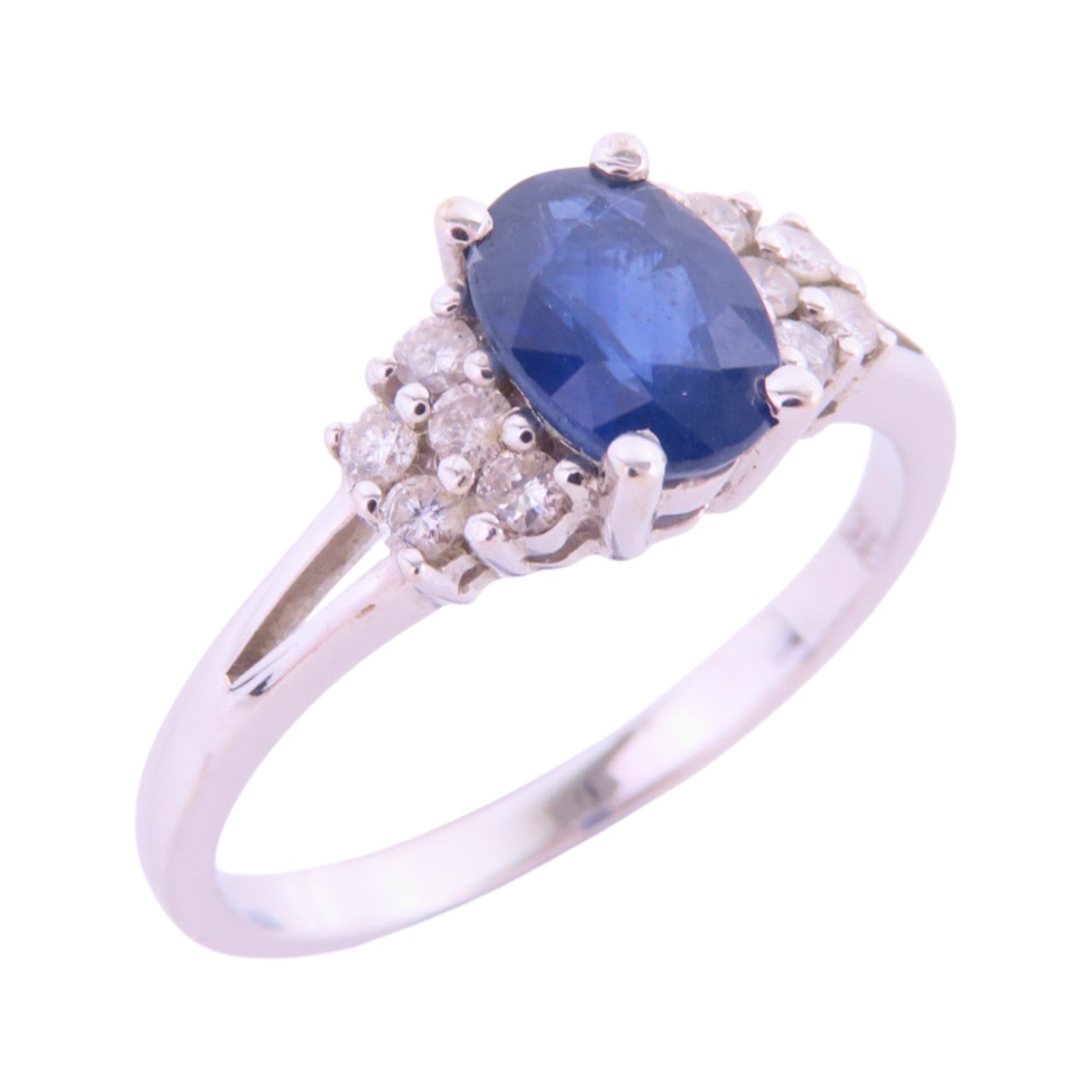 JEWELRY 18K白金Sapphire Diamond Ring藍寶石/鑽石戒指US#6.25