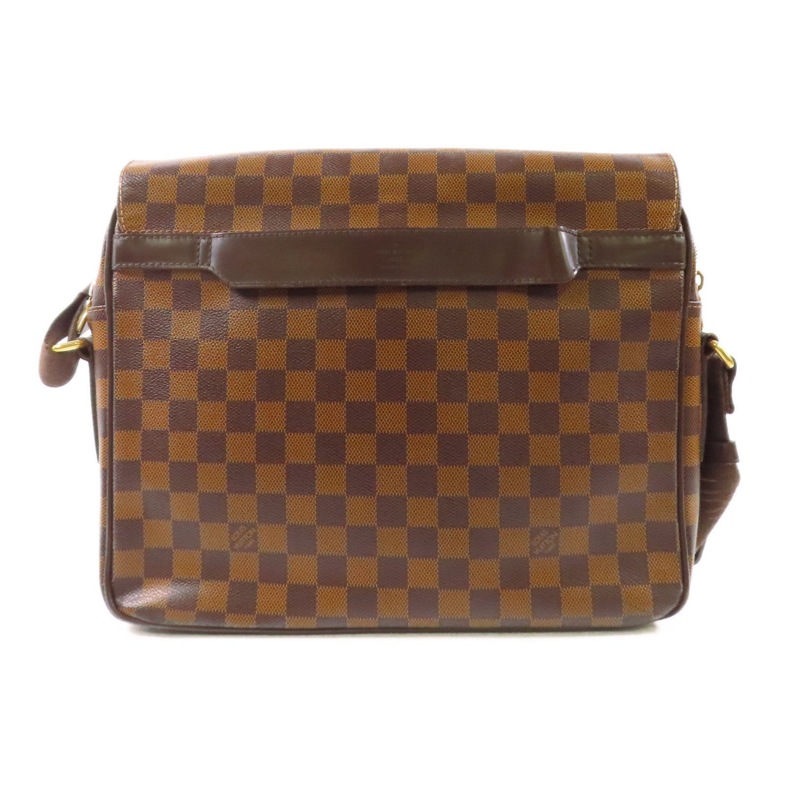 LOUIS VUITTON Damier Shelton MM金扣肩背袋棕色