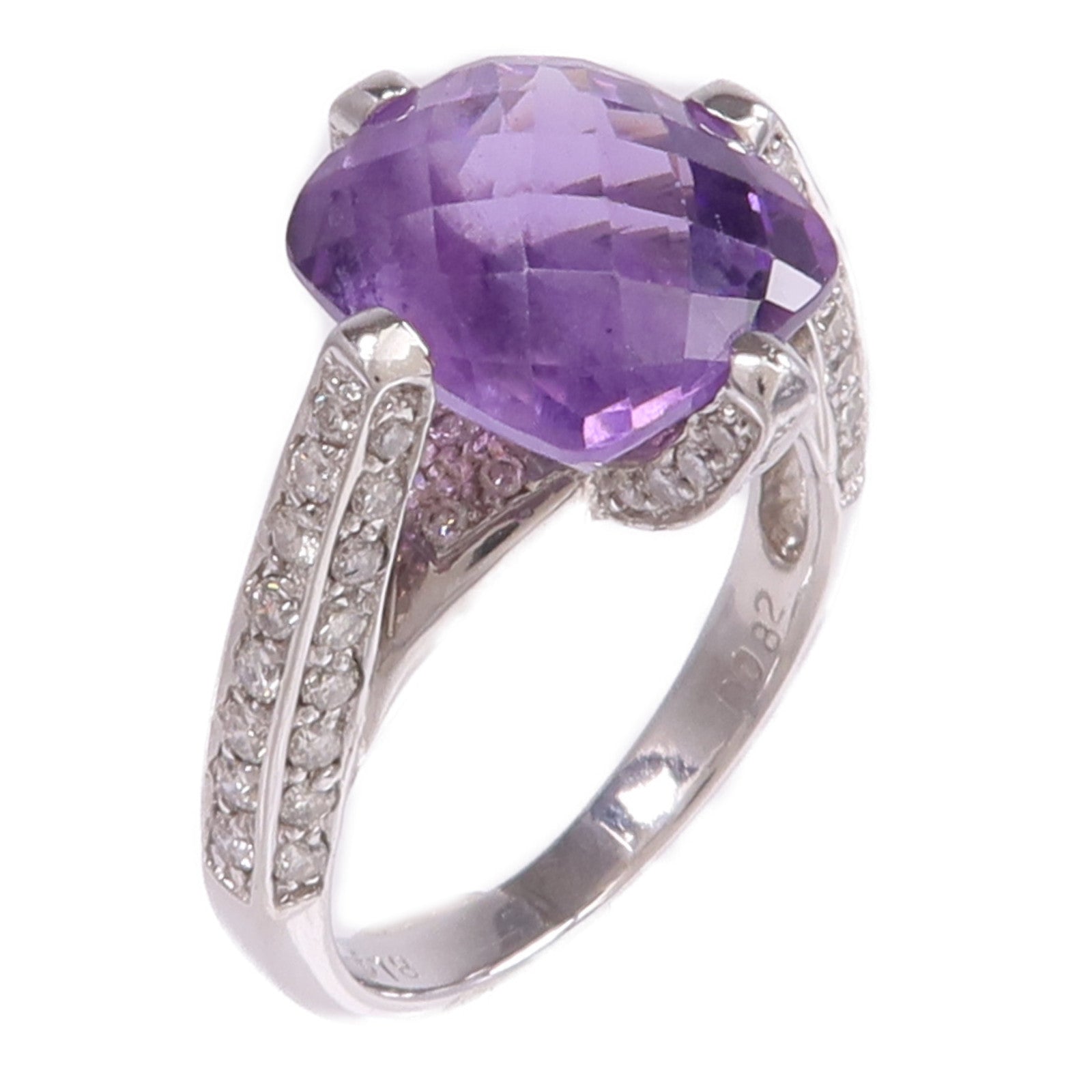 JEWELRY 18K白金Amethyst Diamond Ring紫晶/鑽石戒指US#6.75