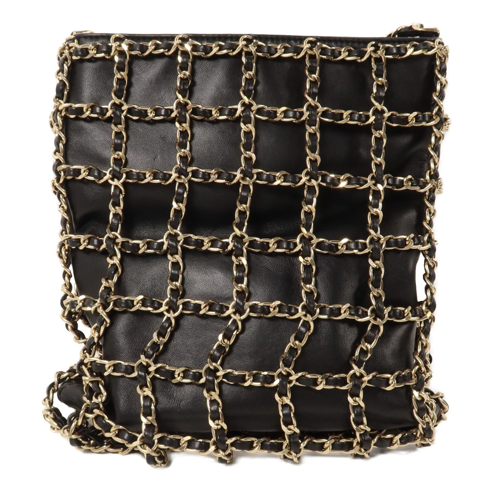 CHANEL 羊皮皮革Cage Shopping Bag鏈帶肩背袋