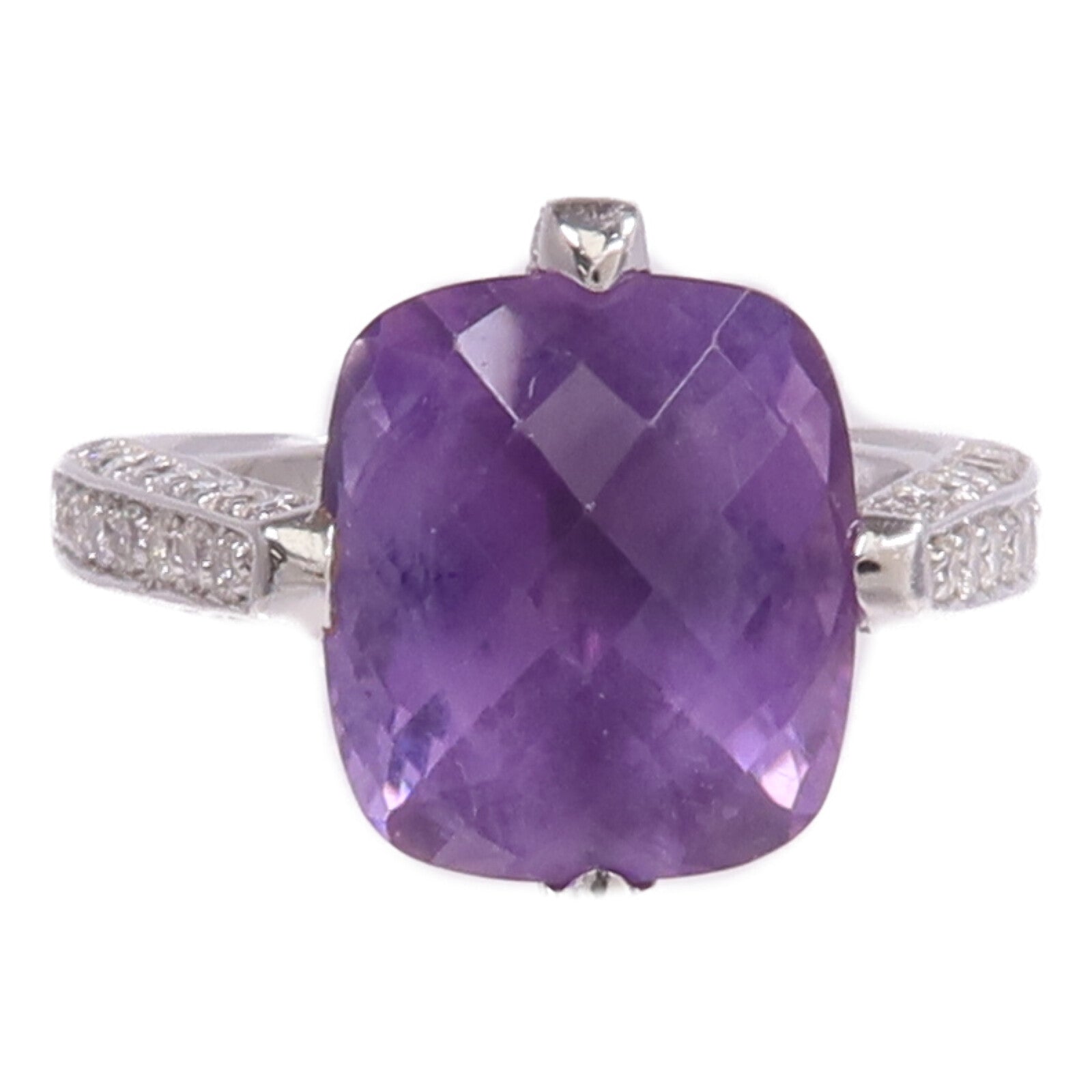 JEWELRY 18K白金Amethyst Diamond Ring紫晶/鑽石戒指US#6.75