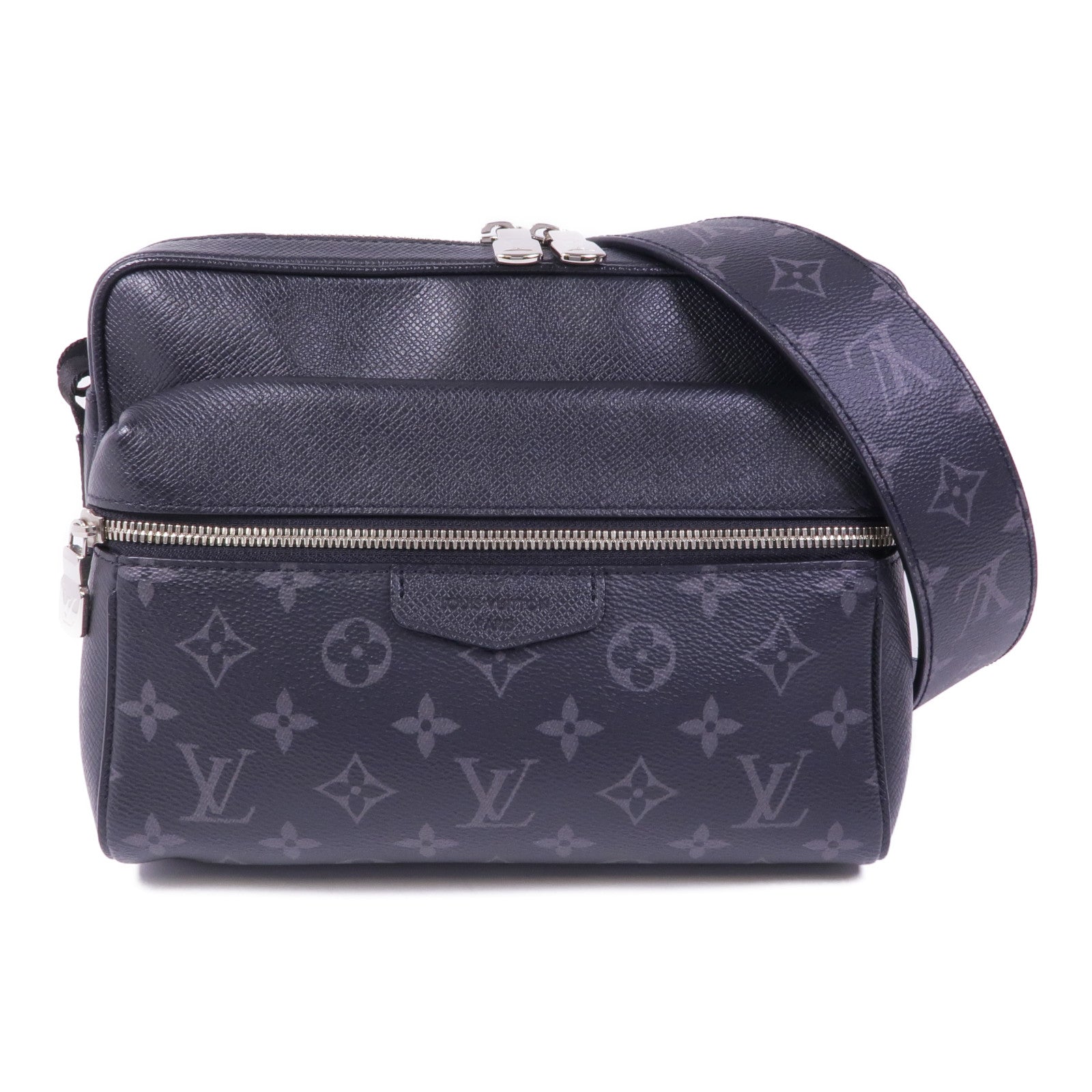 LOUIS VUITTON Monogram Eclipse/Taiga Outdoor Messenger銀扣肩背袋