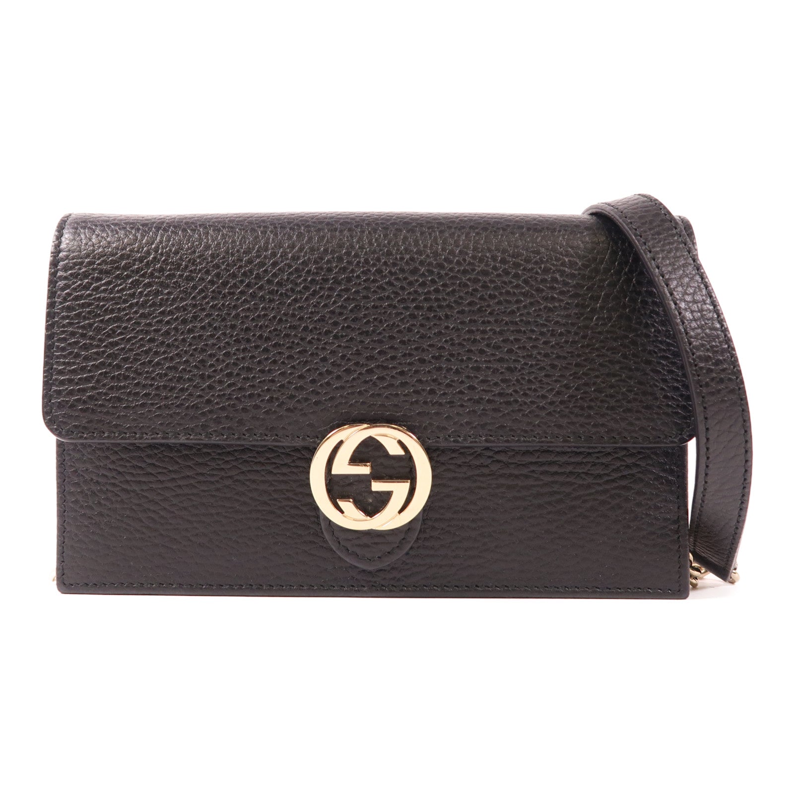 GUCCI GG GHW Chain Shoulder Bag 510314 Calfskin Leather Black