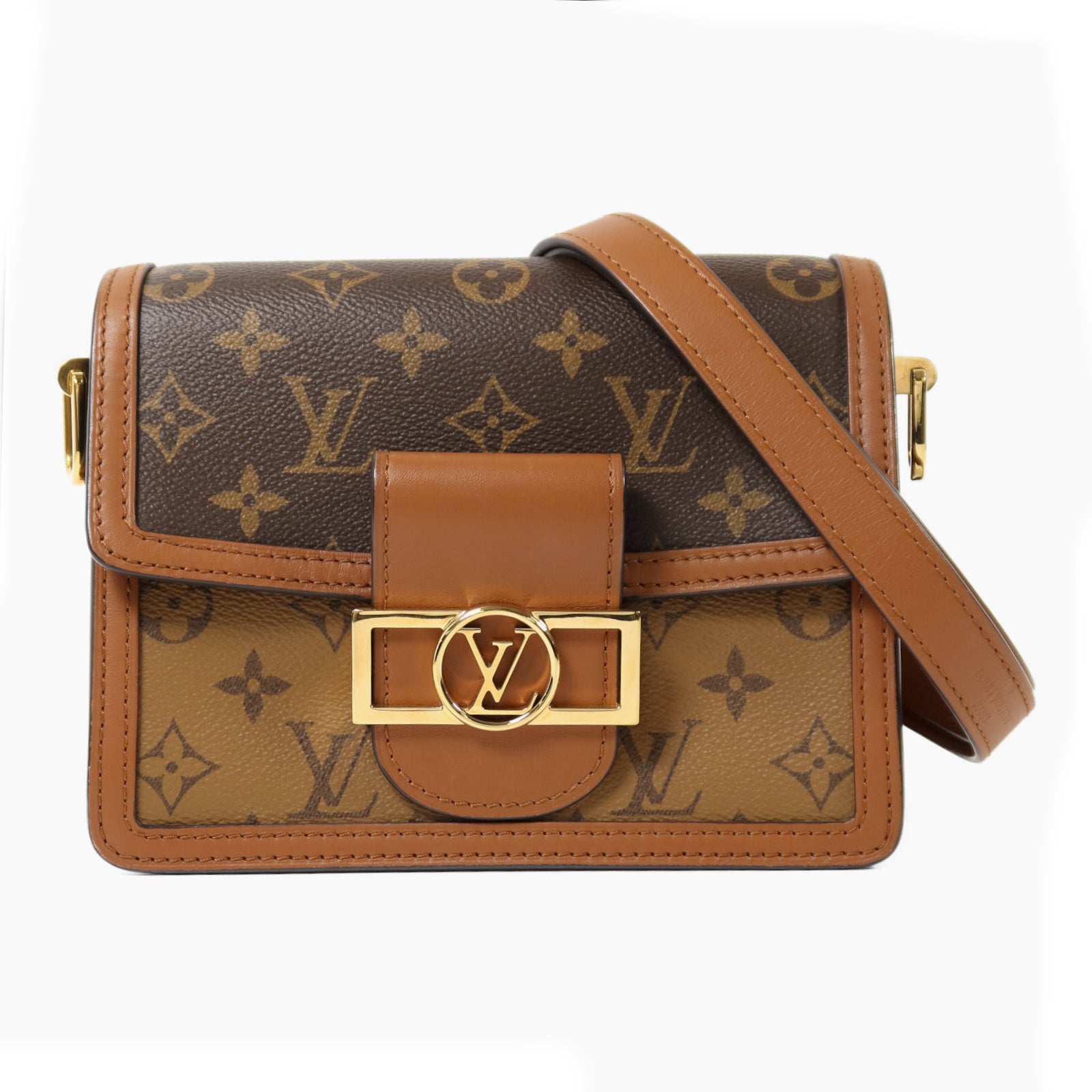 LOUIS VUITTON 【激減優惠】Monogram Reverse Mini Dauphine金扣肩背袋