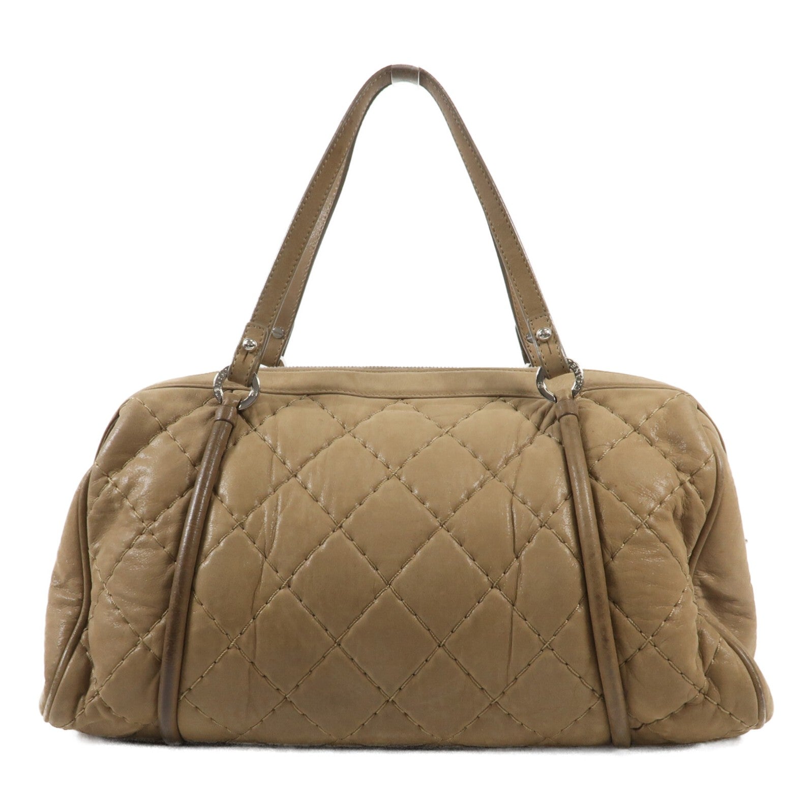 CHANEL 牛皮皮革Chain Shoulder銀扣鏈帶手挽肩背兩用袋