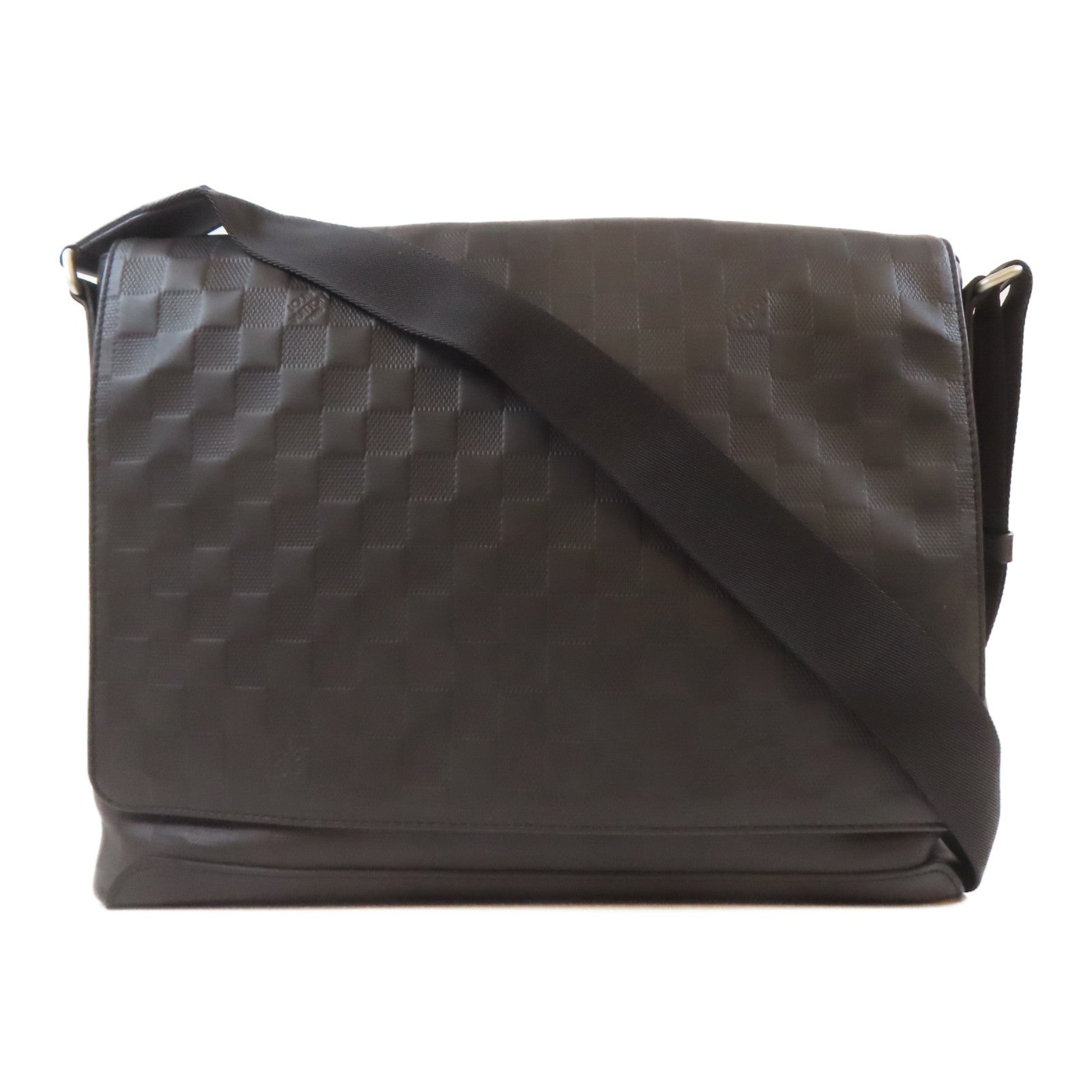 LOUIS VUITTON 【激減優惠】Damier Infini District MM銀扣肩背袋黑色