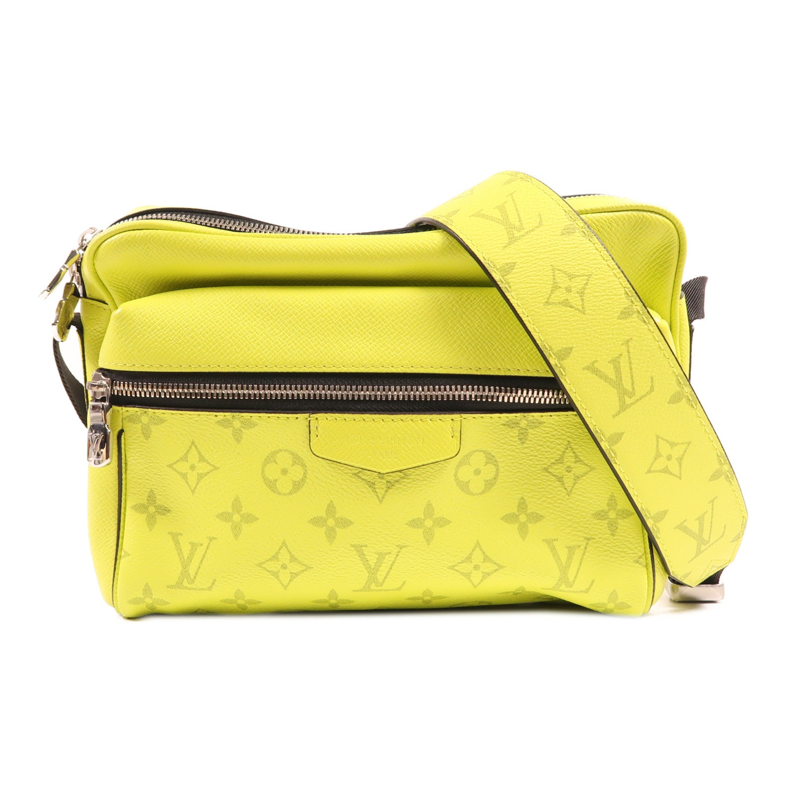 LOUIS VUITTON Monogram/Taiga皮革Outdoor銀扣肩背袋