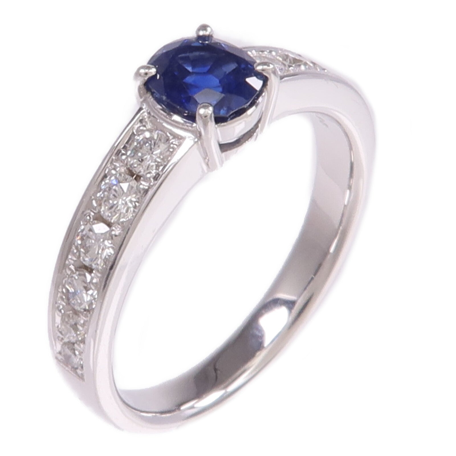 JEWELRY PT900鉑金Sapphire Diamond Ring藍寶石/鑽石戒指US#7.75