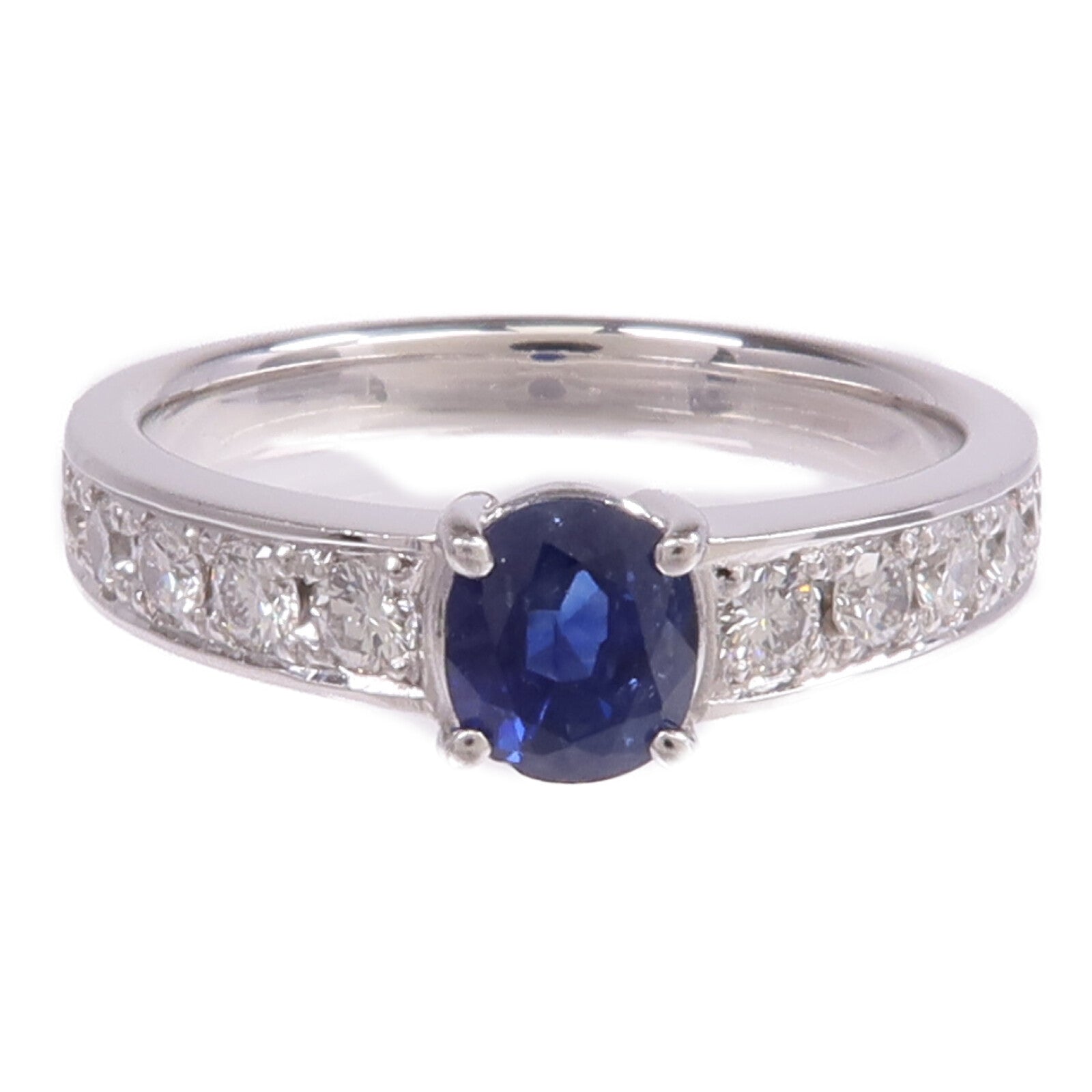 JEWELRY PT900鉑金Sapphire Diamond Ring藍寶石/鑽石戒指US#7.75
