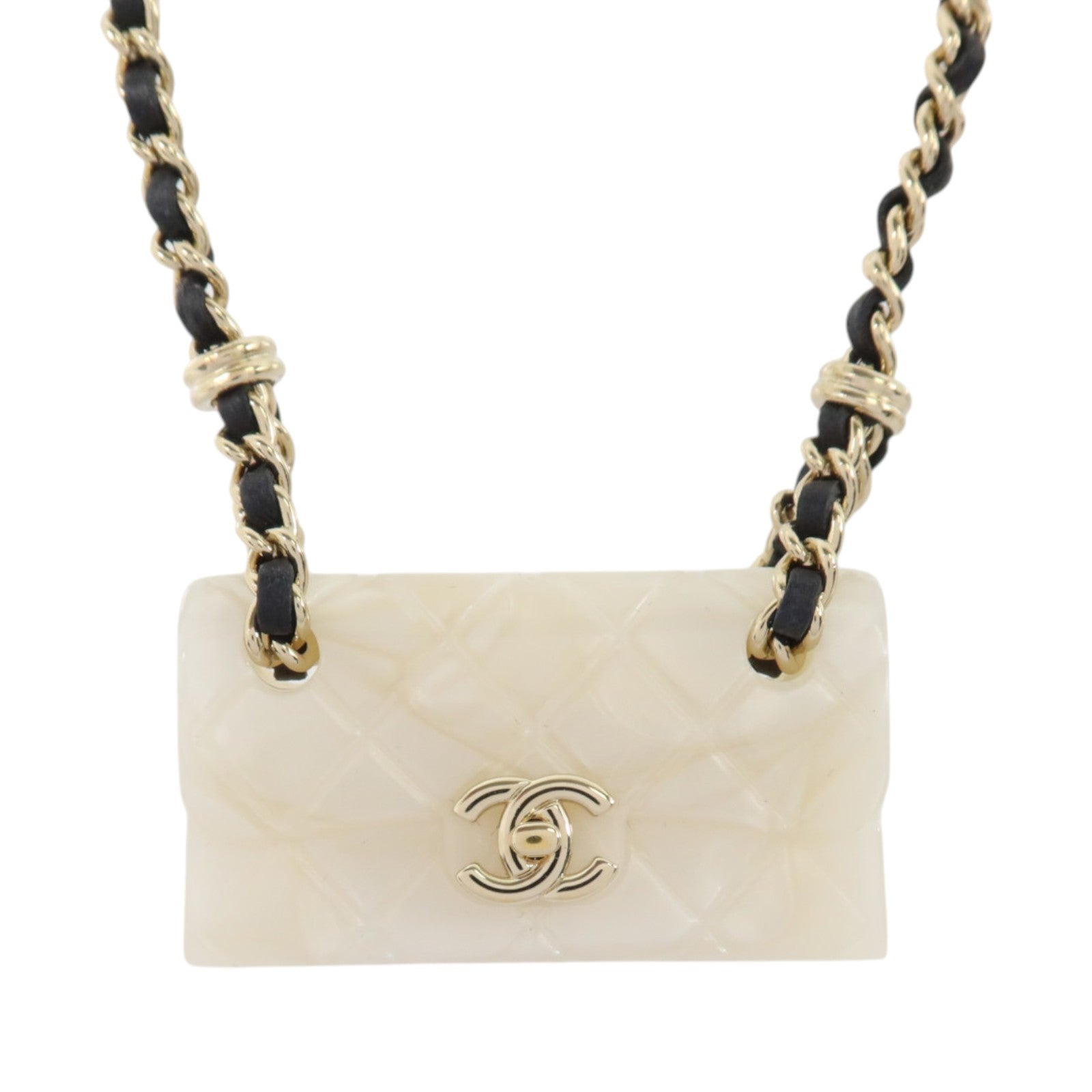 CHANEL 金屬/Resin Flap Bag Pendant Necklace金扣項鏈